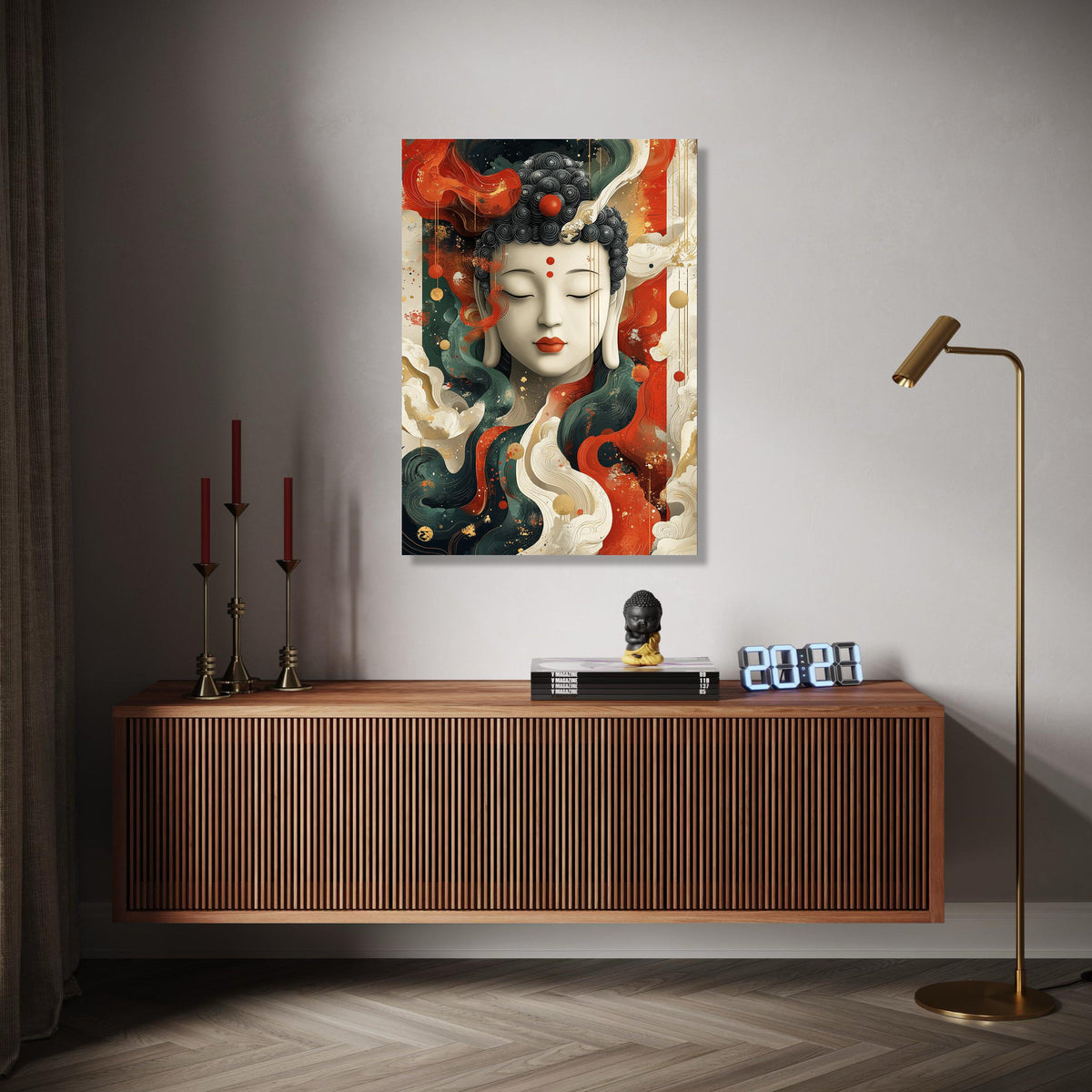 Serene Buddha Face Canvas, Abstract Spiritual Wall Art, Meditation Decor, Peaceful Zen Canvas, Colorful Home Gift Art, Home Decor, Print