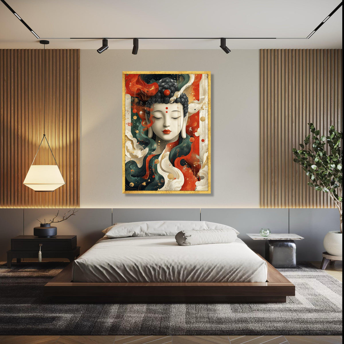 Serene Buddha Face Canvas, Abstract Spiritual Wall Art, Meditation Decor, Peaceful Zen Canvas, Colorful Home Gift Art, Home Decor, Print