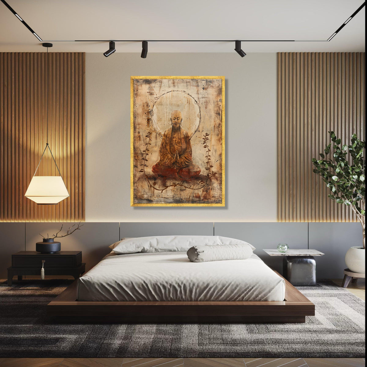 Serene Meditating Buddha Canvas, Zen Spiritual Wall Art, Tranquil Buddha Silhouette, Meditation Decor, Peaceful Gift Art, Home Decor, Print