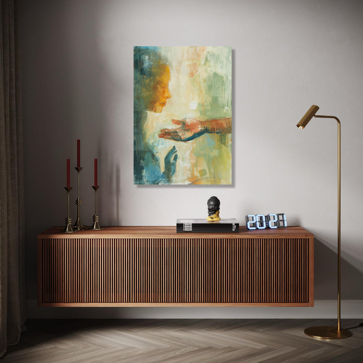 Abstract Connection Canvas Wall Art, Modern Figurative Painting, Emotional Hands and Face Artwork, Expressionist Gift Art, Home Decor, Print