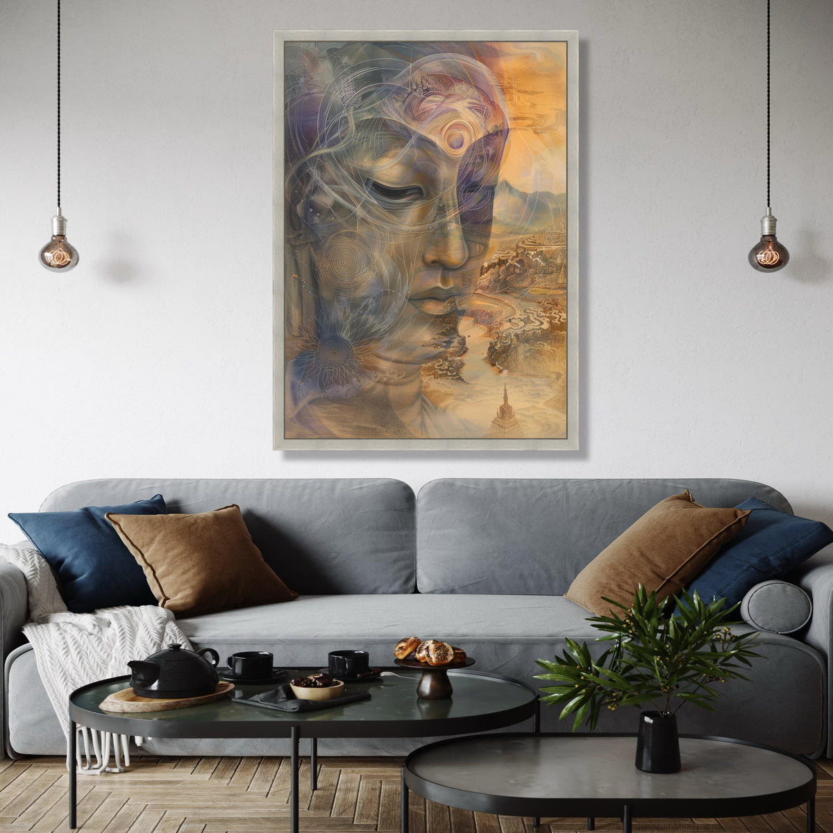 Serene Buddha Face Canvas, Spiritual Abstract Wall Art, Meditation Decor, Tranquil Zen Canvas, Mystical Gift Art, Home Decor, Print
