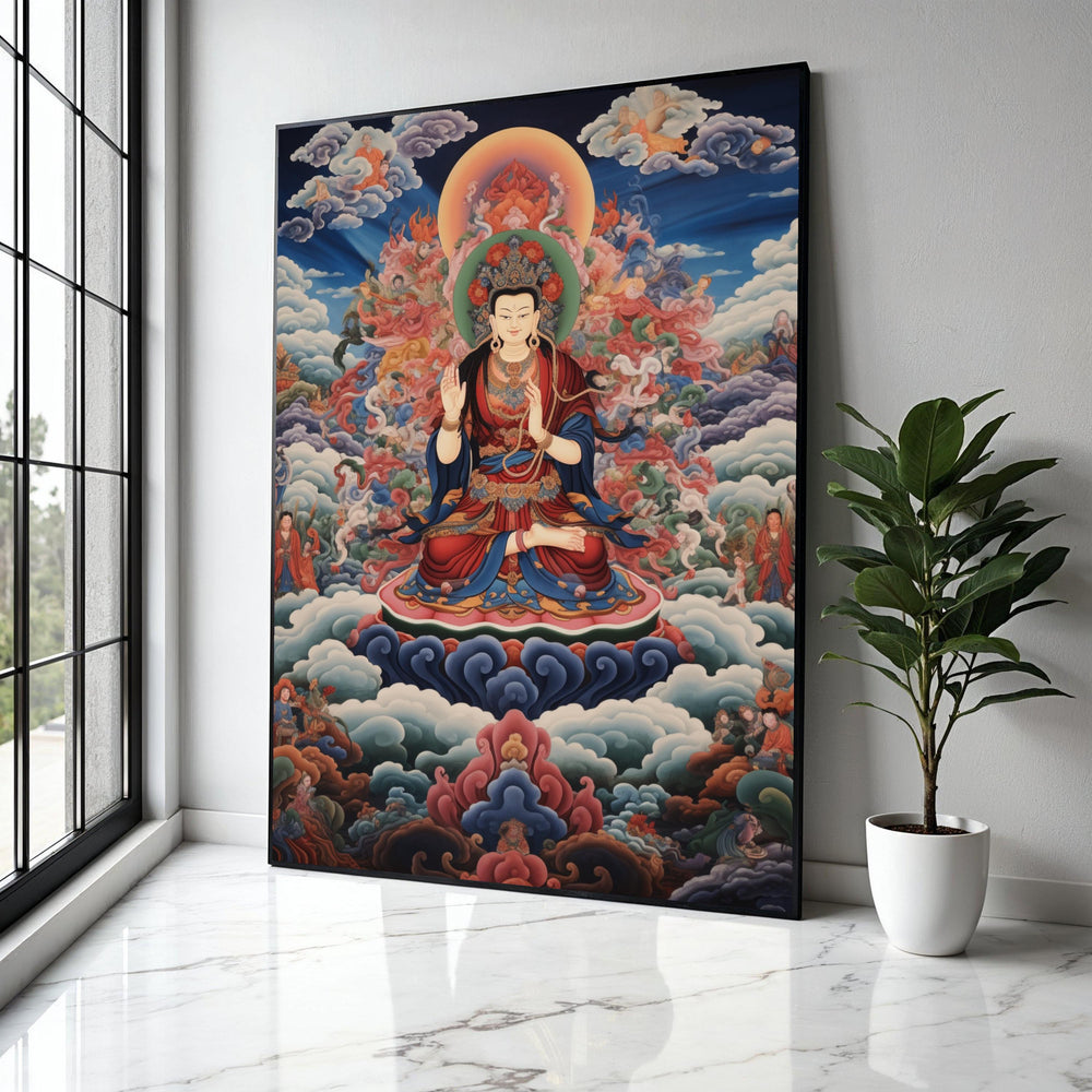 Spiritual Buddha Canvas Wall Art, Meditation Pose Sacred Painting, Tibetan Buddhist Artwork, Peaceful Zen Home Gift Art, Home Decor, Print