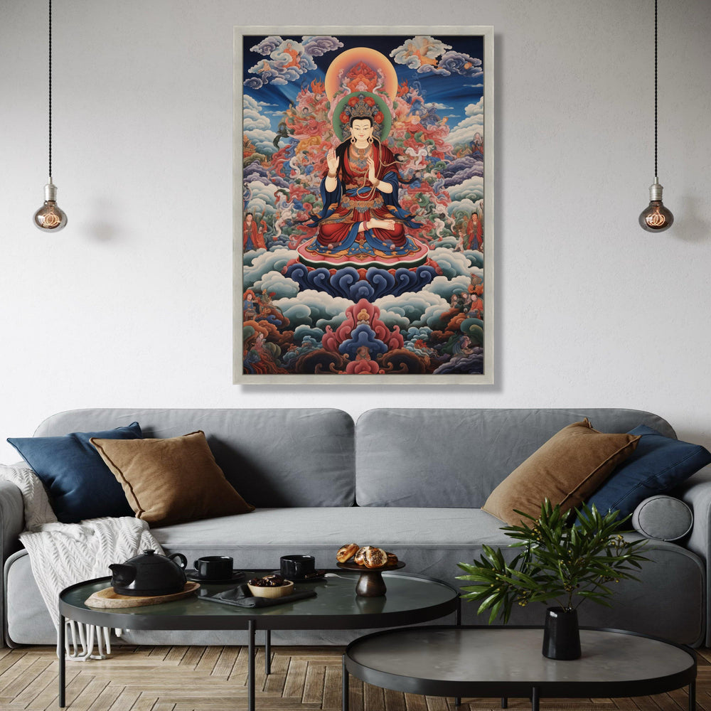 Spiritual Buddha Canvas Wall Art, Meditation Pose Sacred Painting, Tibetan Buddhist Artwork, Peaceful Zen Home Gift Art, Home Decor, Print