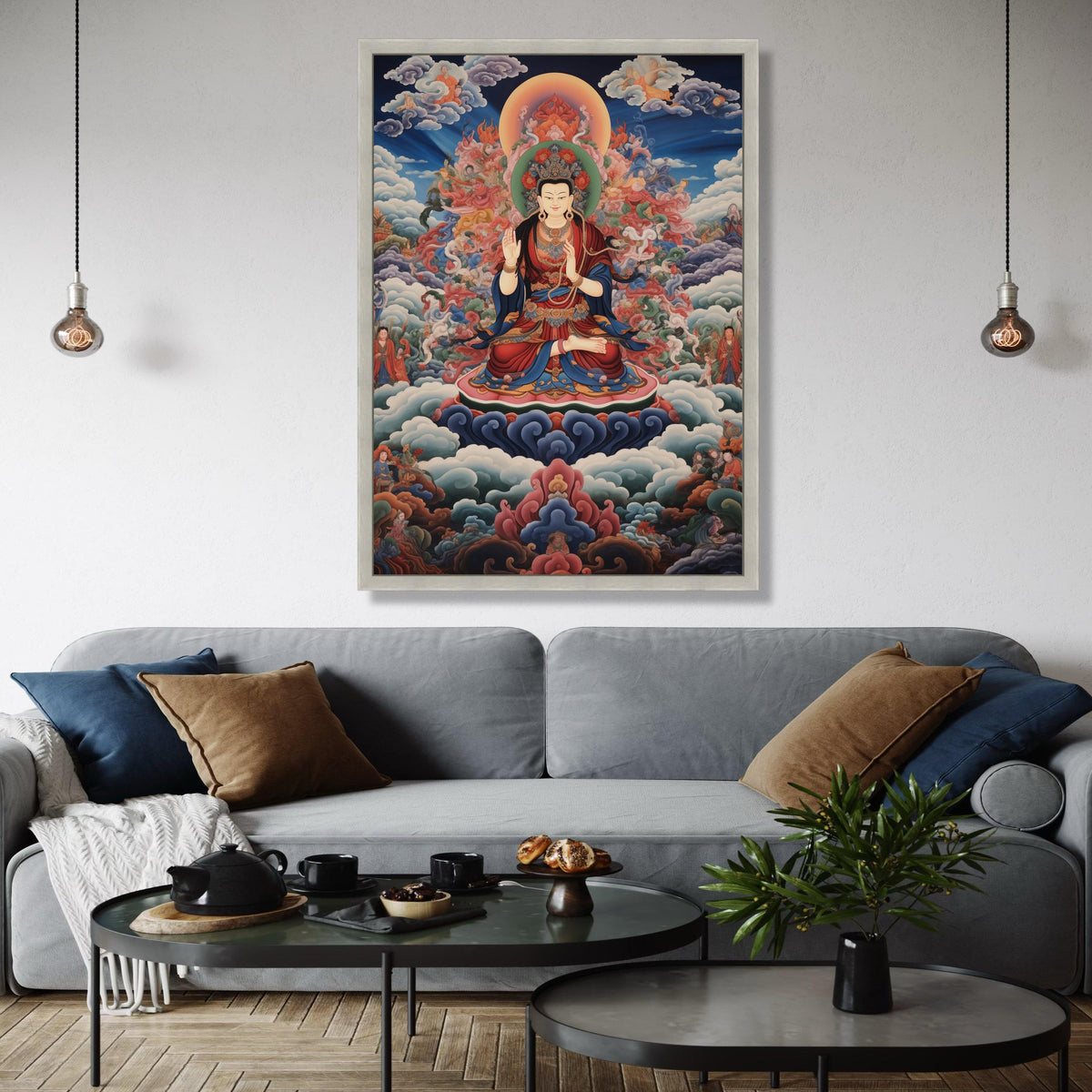 Spiritual Buddha Canvas Wall Art, Meditation Pose Sacred Painting, Tibetan Buddhist Artwork, Peaceful Zen Home Gift Art, Home Decor, Print