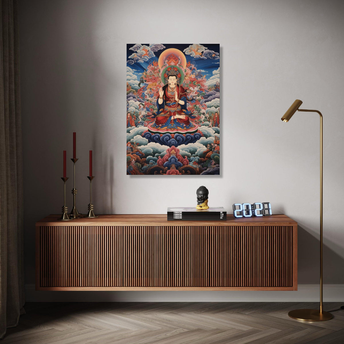 Spiritual Buddha Canvas Wall Art, Meditation Pose Sacred Painting, Tibetan Buddhist Artwork, Peaceful Zen Home Gift Art, Home Decor, Print