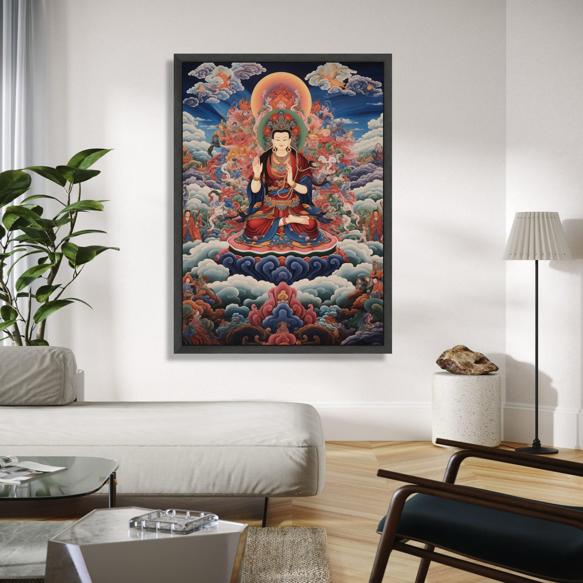 Spiritual Buddha Canvas Wall Art, Meditation Pose Sacred Painting, Tibetan Buddhist Artwork, Peaceful Zen Home Gift Art, Home Decor, Print