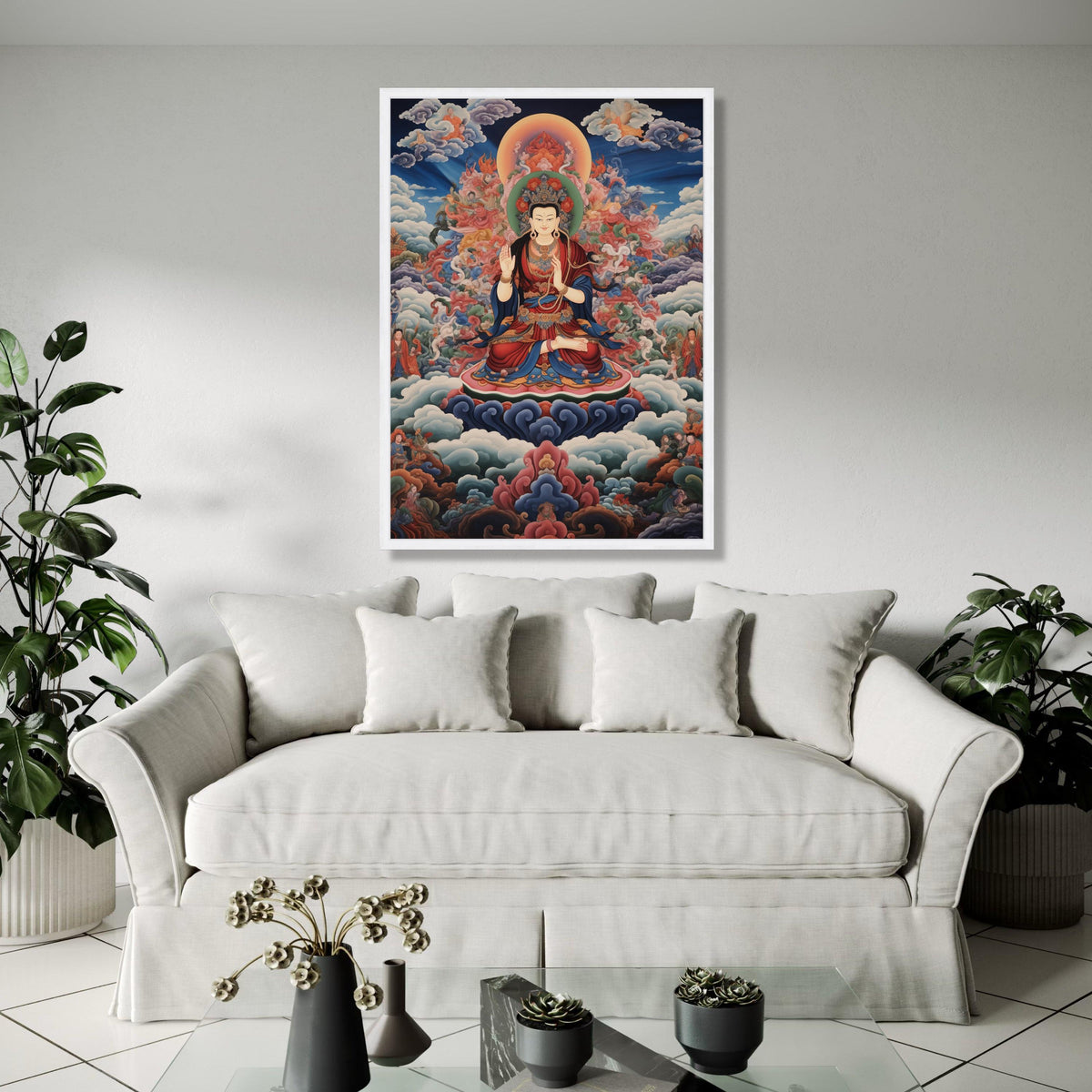 Spiritual Buddha Canvas Wall Art, Meditation Pose Sacred Painting, Tibetan Buddhist Artwork, Peaceful Zen Home Gift Art, Home Decor, Print