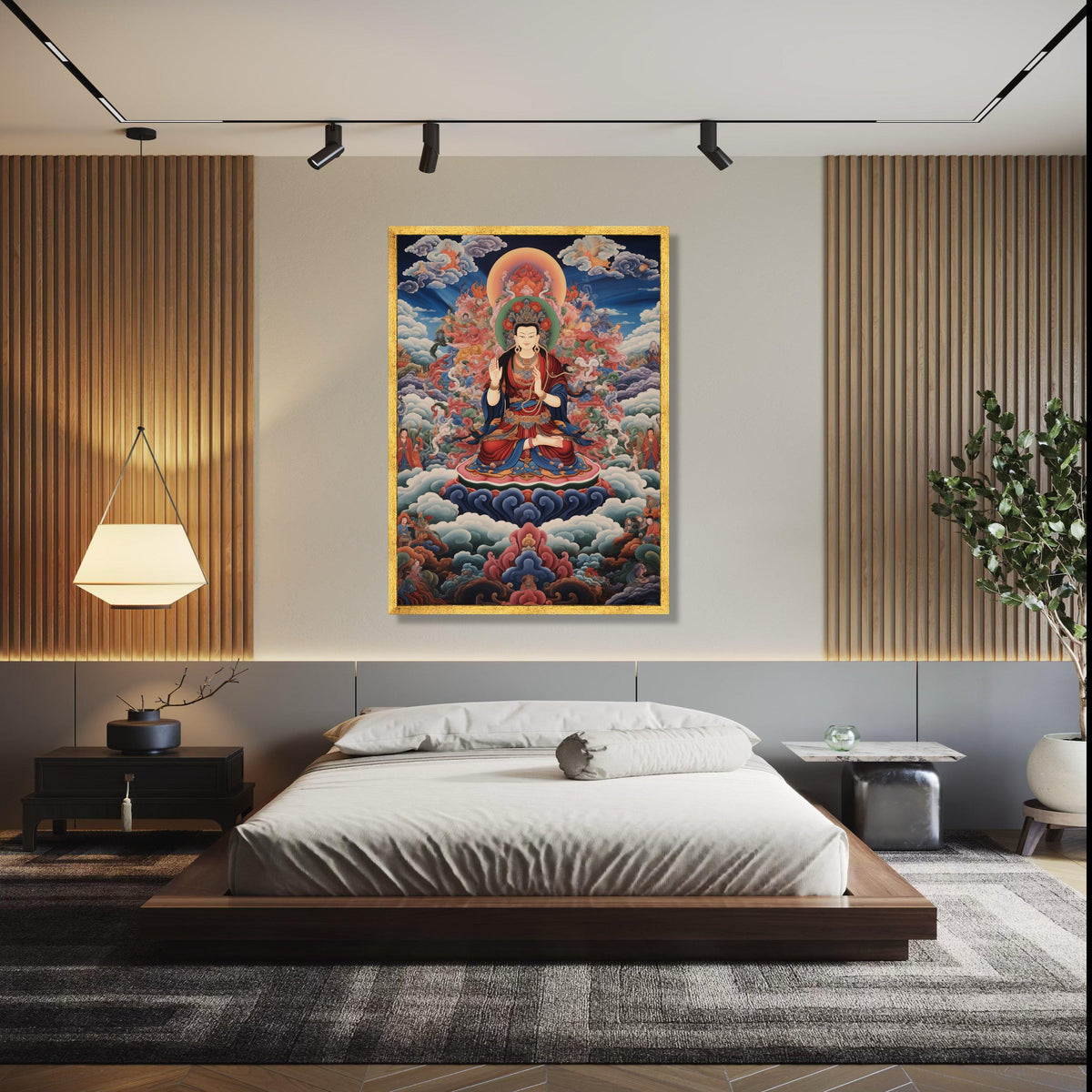 Spiritual Buddha Canvas Wall Art, Meditation Pose Sacred Painting, Tibetan Buddhist Artwork, Peaceful Zen Home Gift Art, Home Decor, Print