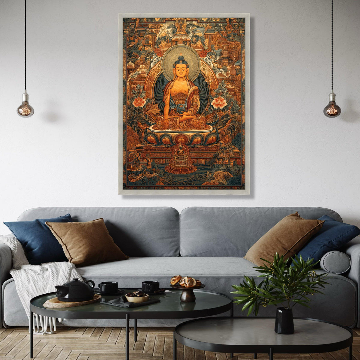 Buddha Meditation Art, Traditional Asian Canvas, Spiritual Wall Decor, Zen Buddhist Painting, Intricate Temple Gift Art, Home Decor, Print