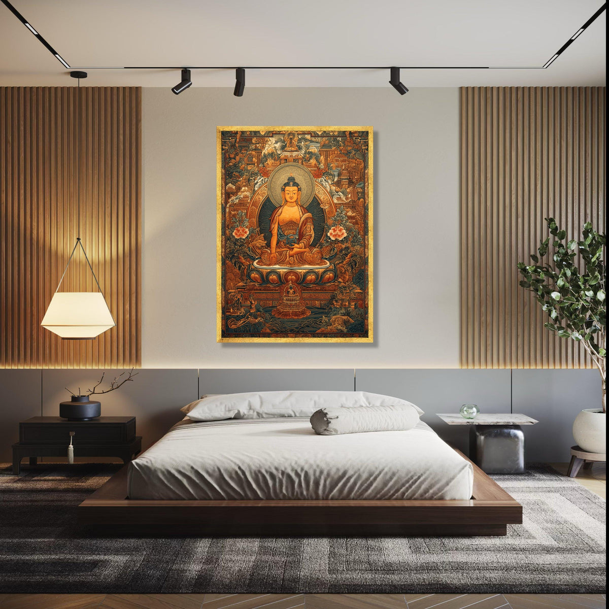 Buddha Meditation Art, Traditional Asian Canvas, Spiritual Wall Decor, Zen Buddhist Painting, Intricate Temple Gift Art, Home Decor, Print