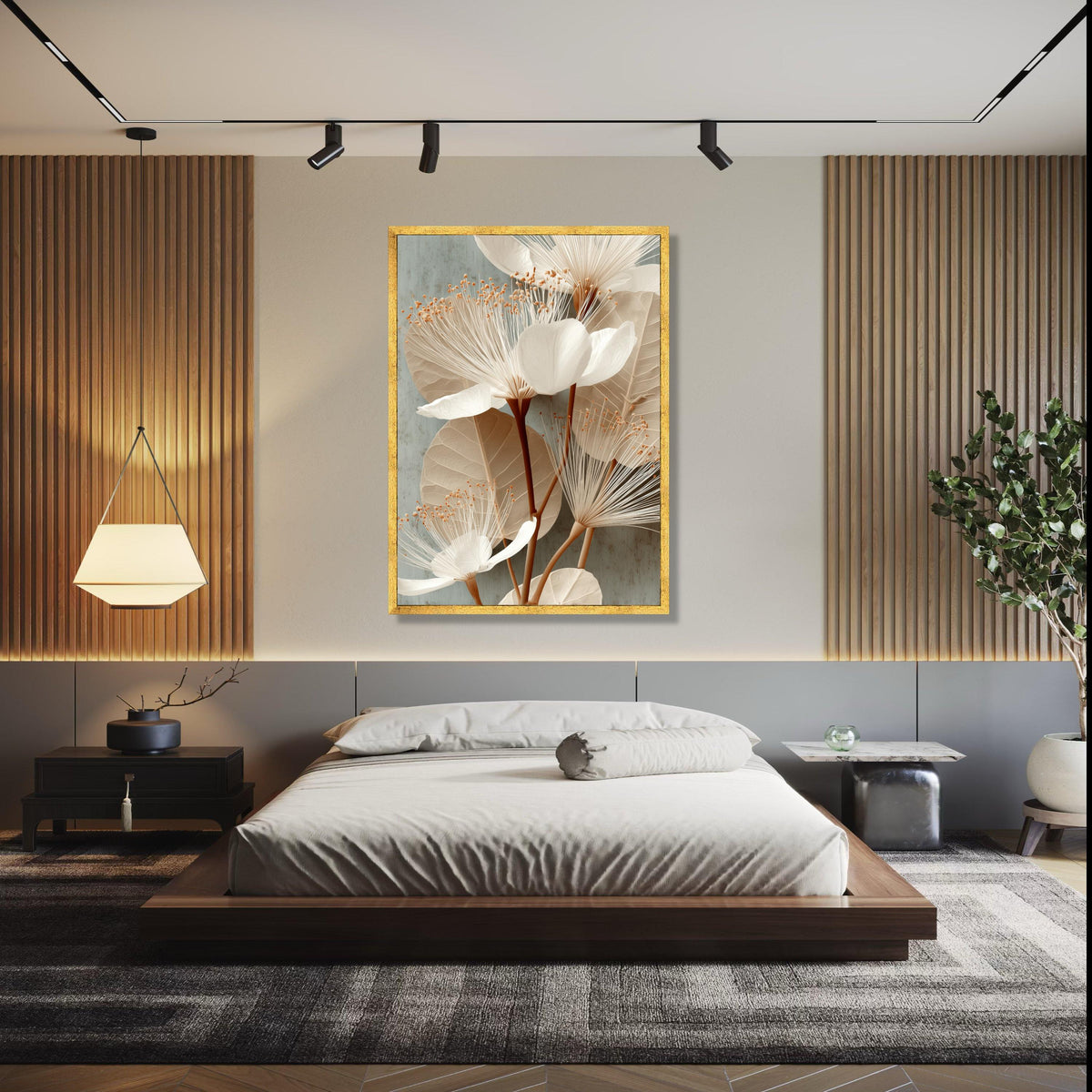 Elegant Neutral Floral Canvas, White Blossom Wall Art, Modern Botanical Decor, Soft Earth Tone Canvas, Home Gift Art, Home Decor, Print