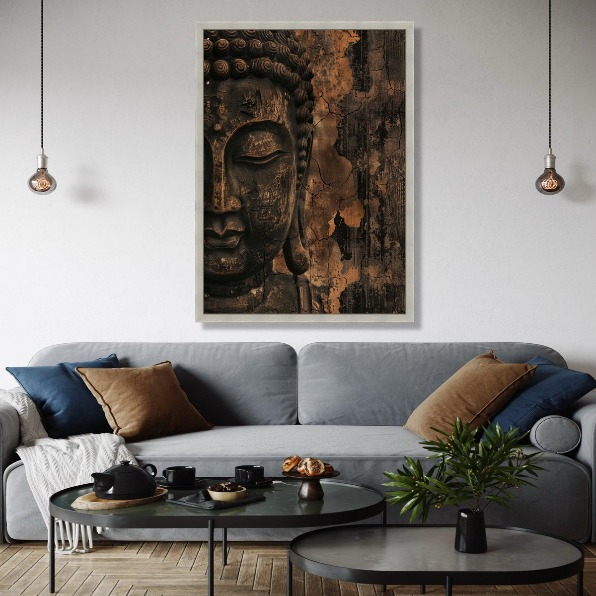Rustic Buddha Face Canvas Wall Art, Antique Zen Meditation Decor, Spiritual Home Decoration, Vintage Buddha Gift Art, Home Decor, Print