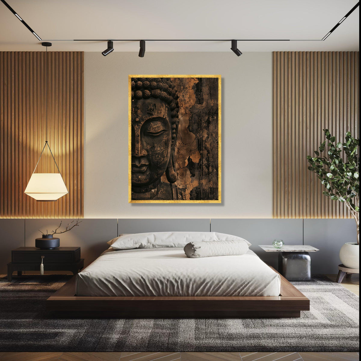 Rustic Buddha Face Canvas Wall Art, Antique Zen Meditation Decor, Spiritual Home Decoration, Vintage Buddha Gift Art, Home Decor, Print