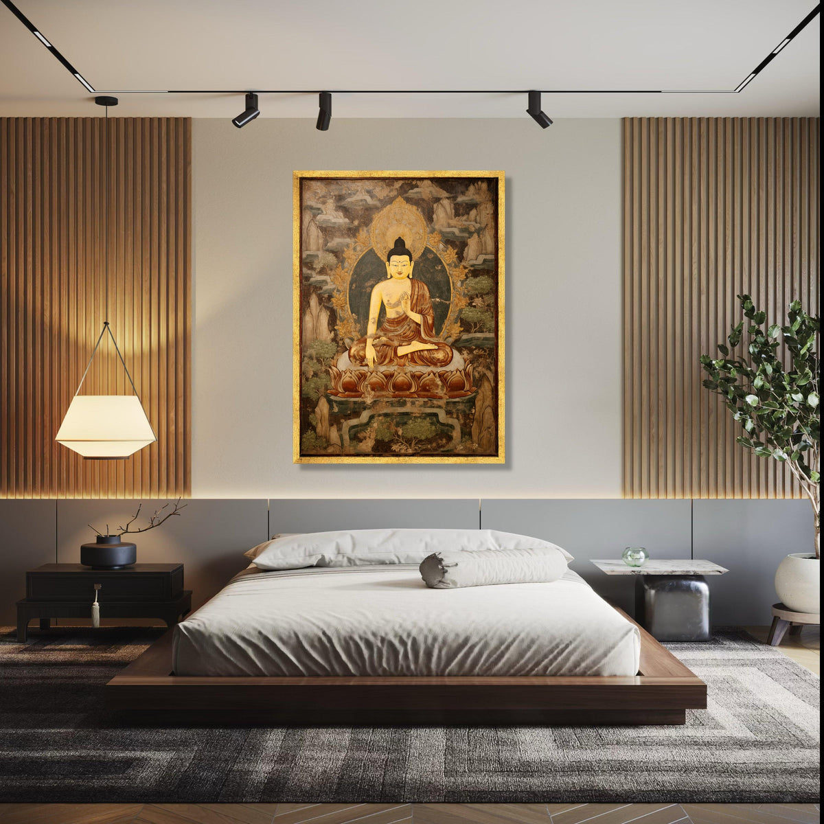 Vintage Buddha Meditation Canvas, Spiritual Wall Art, Zen Home Decor, Lotus Pose Artwork, Tranquil Buddhist Gift Art, Home Decor, Print