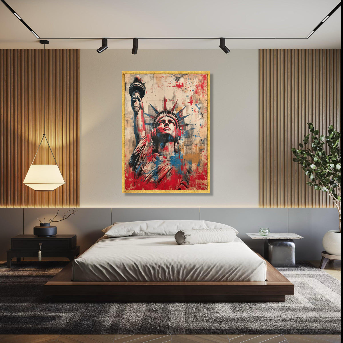 Statue of Liberty Abstract Canvas, New York City Wall Art, Patriotic Urban Decor, Modern Americana Canvas, Gift Art, Home Decor, Print