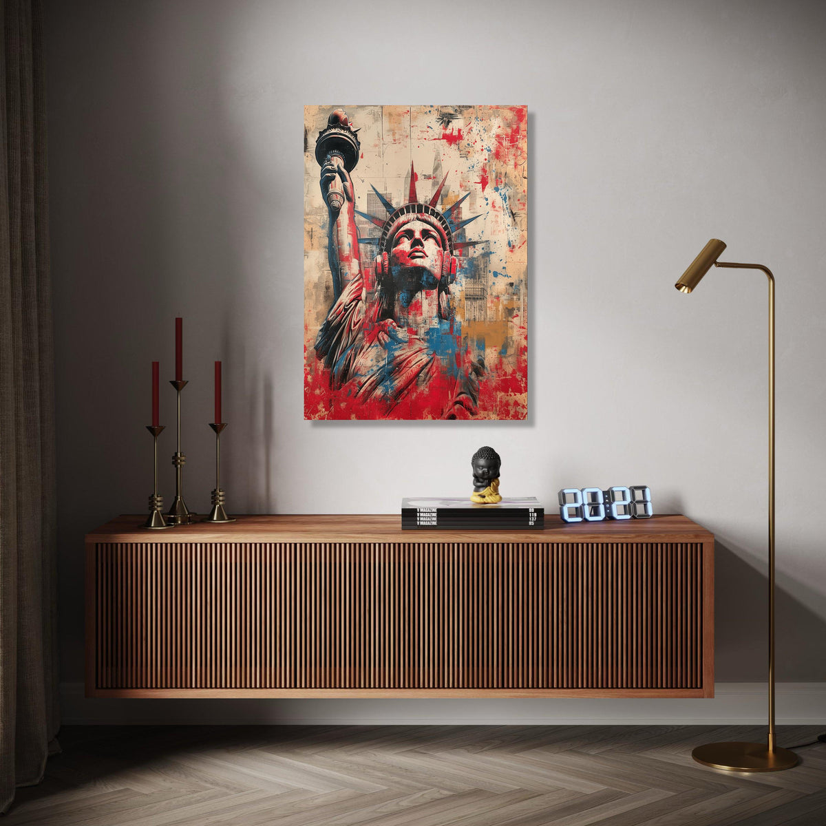 Statue of Liberty Abstract Canvas, New York City Wall Art, Patriotic Urban Decor, Modern Americana Canvas, Gift Art, Home Decor, Print