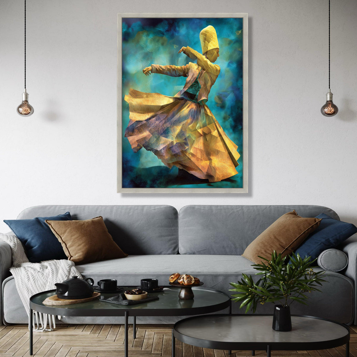 Whirling Dervish Dance Canvas, Abstract Spiritual Wall Art, Sufi Mystic Swirl Painting, Ethnic Cultural Canvas, Gift Art, Home Decor, Print