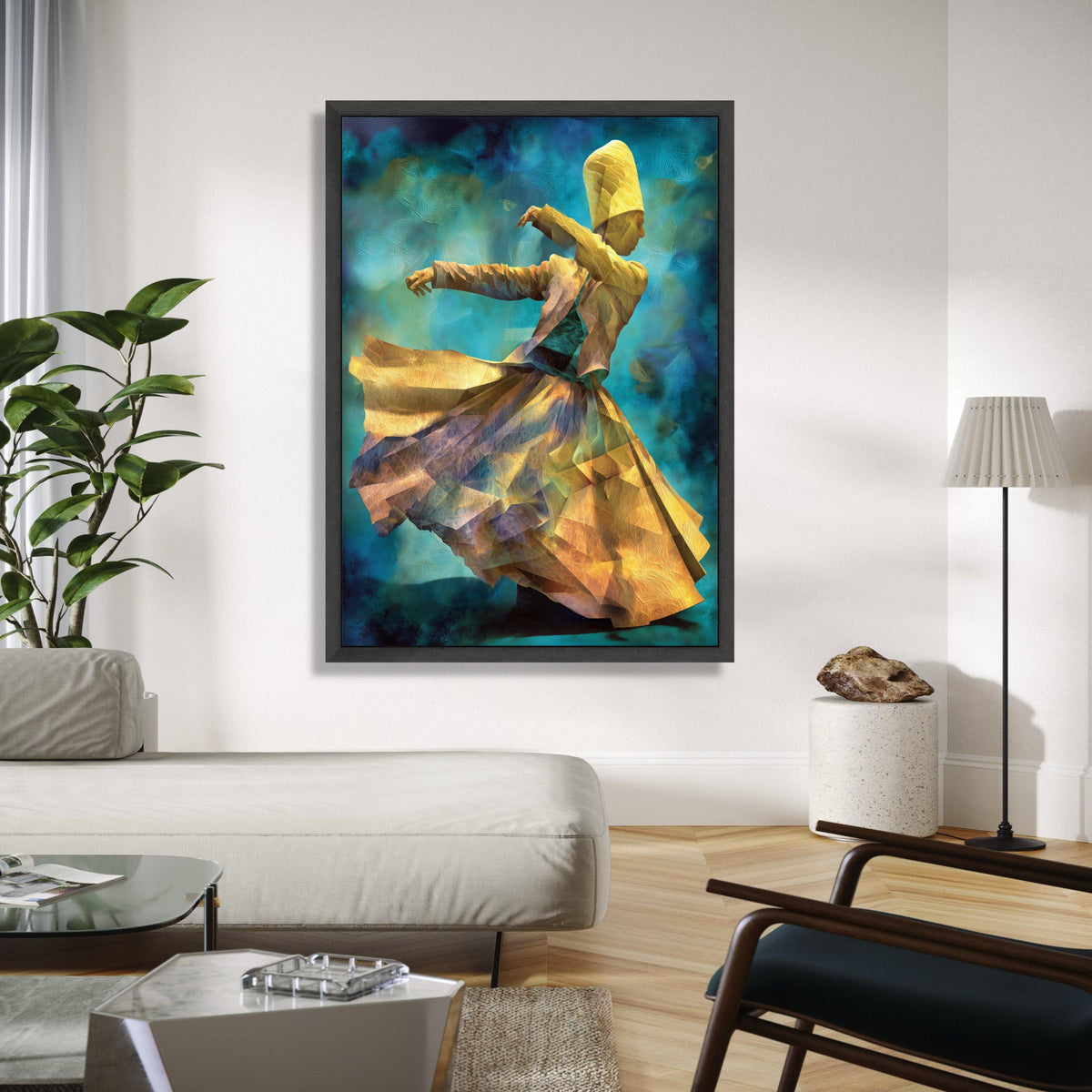 Whirling Dervish Dance Canvas, Abstract Spiritual Wall Art, Sufi Mystic Swirl Painting, Ethnic Cultural Canvas, Gift Art, Home Decor, Print