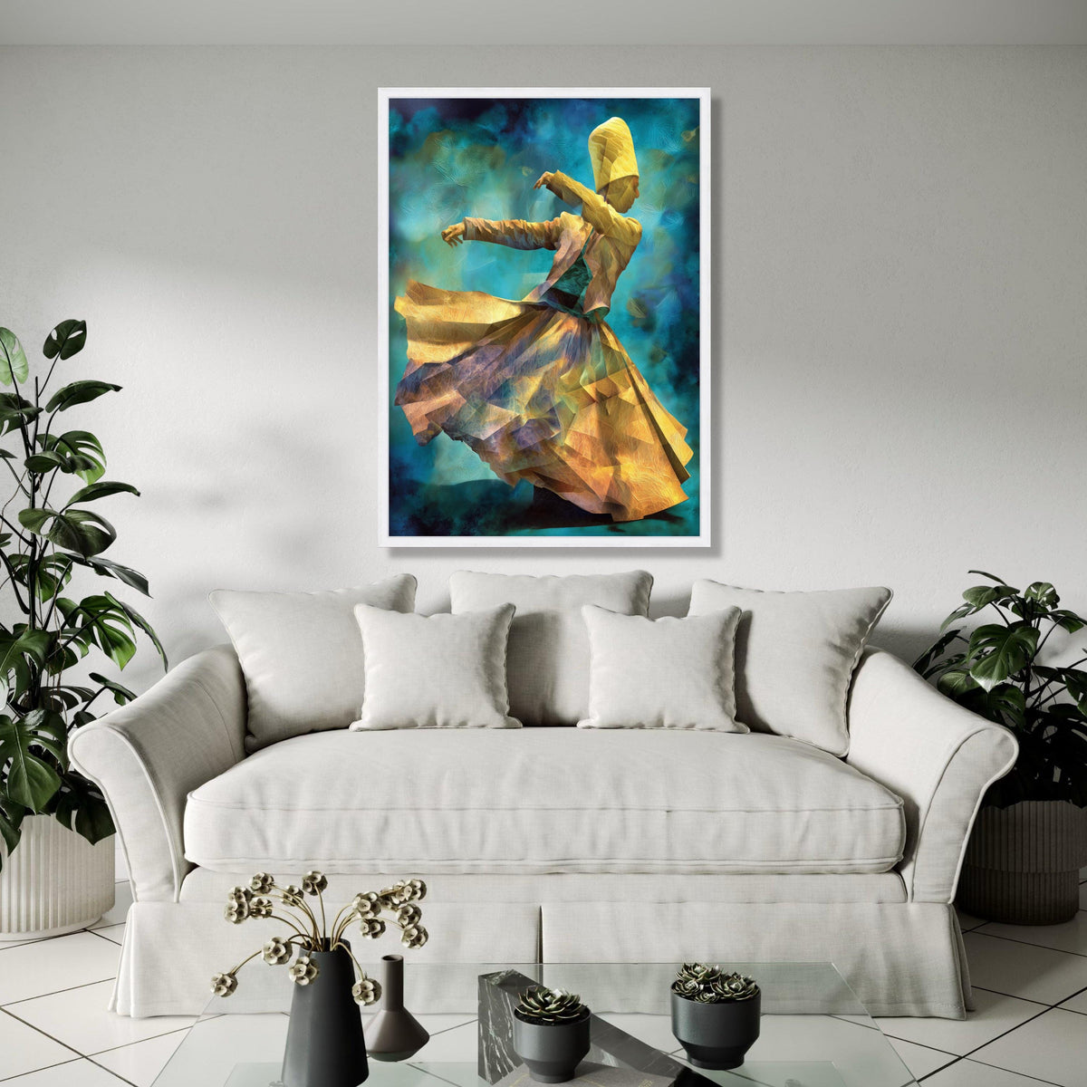 Whirling Dervish Dance Canvas, Abstract Spiritual Wall Art, Sufi Mystic Swirl Painting, Ethnic Cultural Canvas, Gift Art, Home Decor, Print