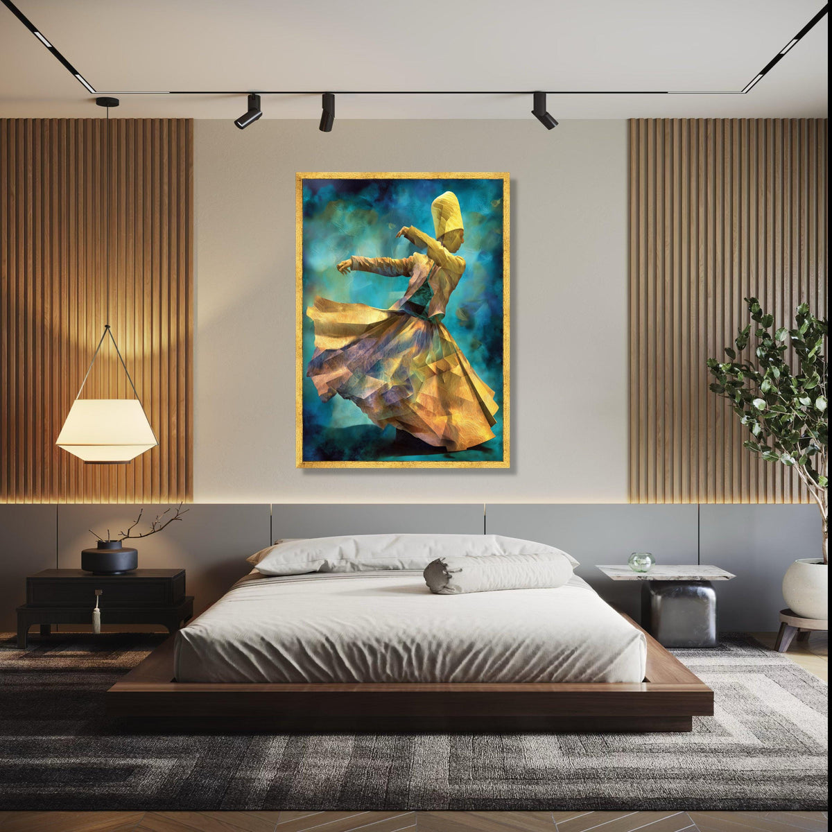 Whirling Dervish Dance Canvas, Abstract Spiritual Wall Art, Sufi Mystic Swirl Painting, Ethnic Cultural Canvas, Gift Art, Home Decor, Print