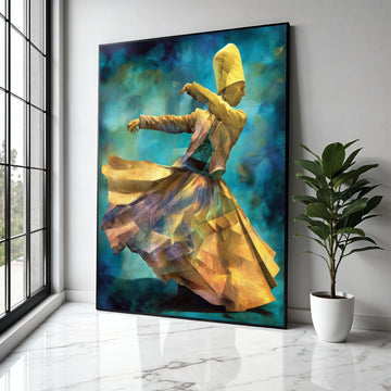 Whirling Dervish Dance Canvas, Abstract Spiritual Wall Art, Sufi Mystic Swirl Painting, Ethnic Cultural Canvas, Gift Art, Home Decor, Print