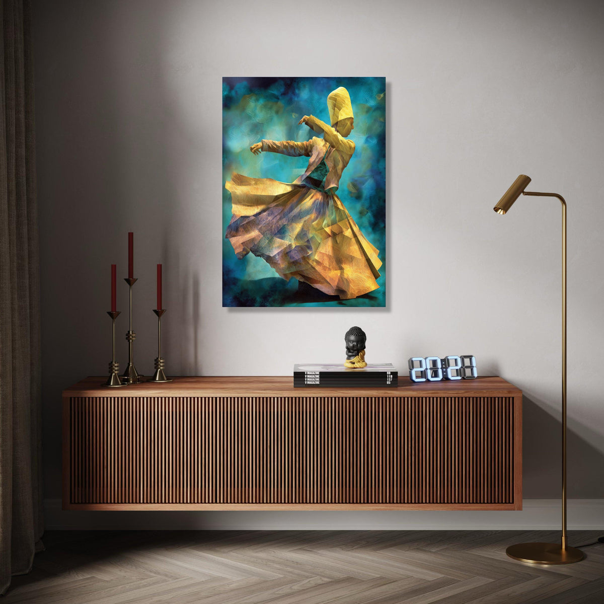 Whirling Dervish Dance Canvas, Abstract Spiritual Wall Art, Sufi Mystic Swirl Painting, Ethnic Cultural Canvas, Gift Art, Home Decor, Print