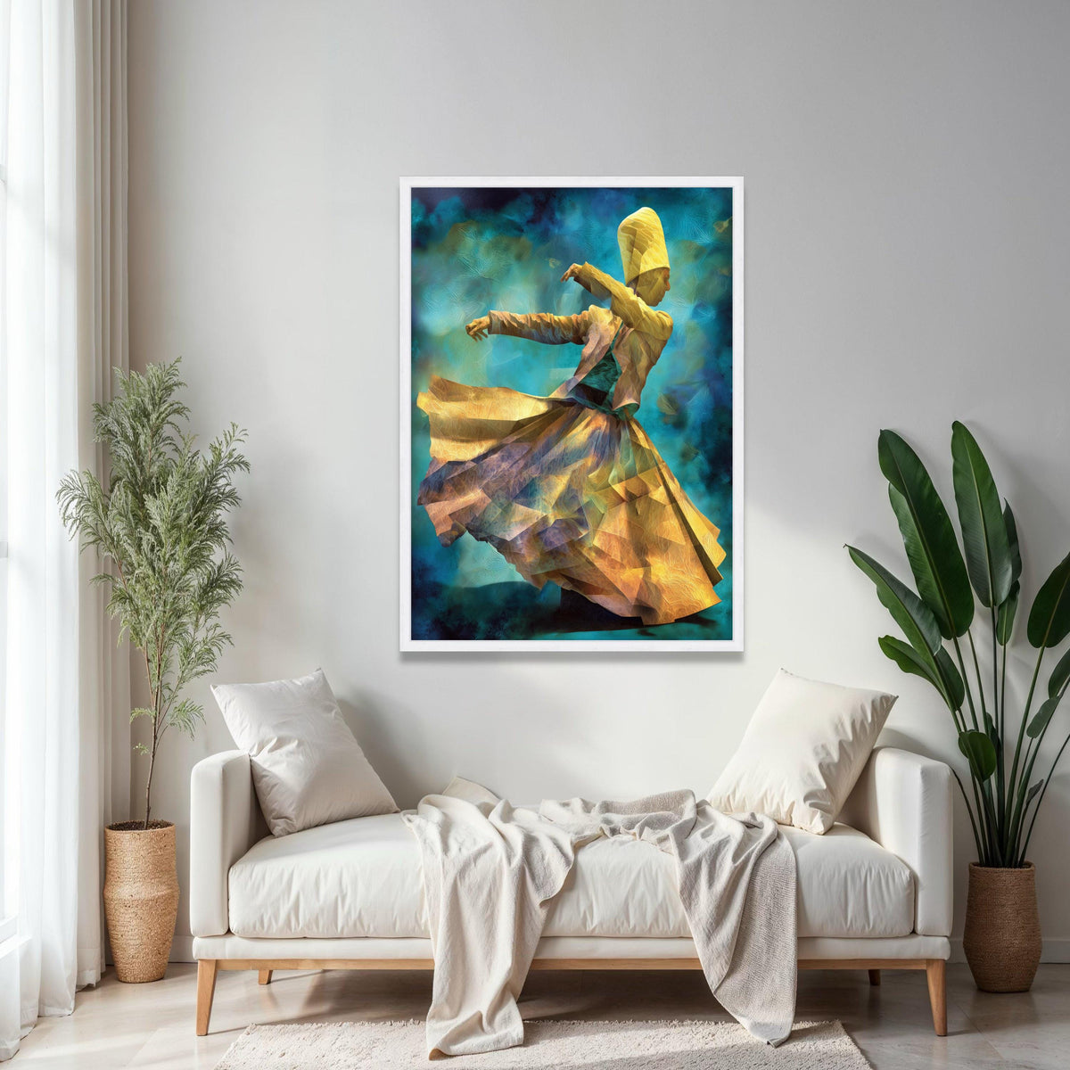 Whirling Dervish Dance Canvas, Abstract Spiritual Wall Art, Sufi Mystic Swirl Painting, Ethnic Cultural Canvas, Gift Art, Home Decor, Print