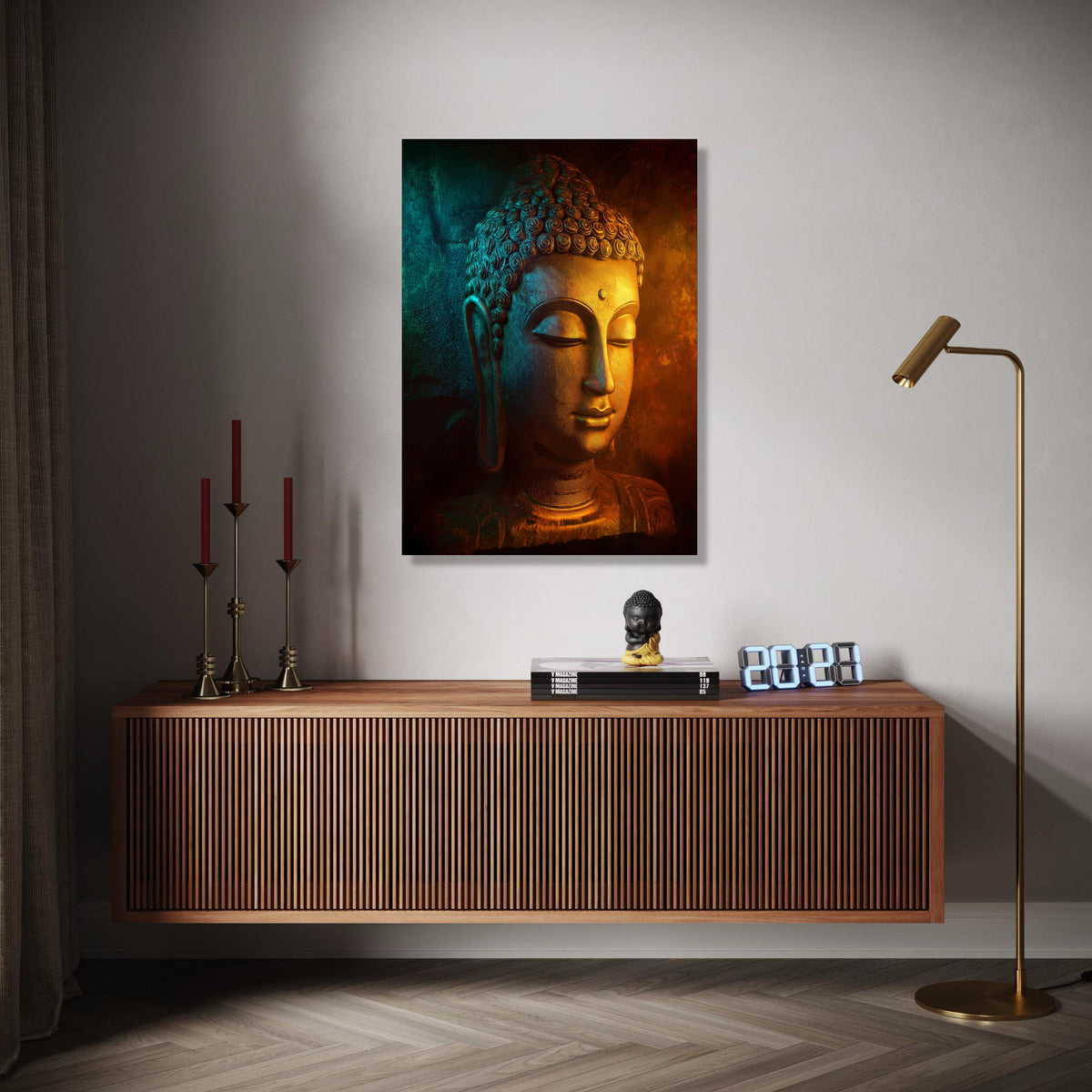 Serene Buddha Face Canvas Wall Art, Tranquil Meditation Sculpture Print, Spiritual Home Decor, Zen Buddhist Wall Gift Art, Home Decor, Print