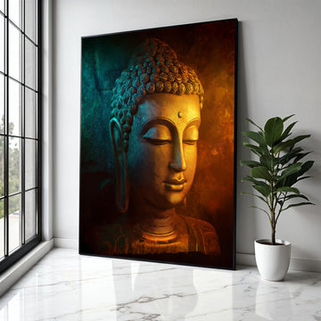 Serene Buddha Face Canvas Wall Art, Tranquil Meditation Sculpture Print, Spiritual Home Decor, Zen Buddhist Wall Gift Art, Home Decor, Print