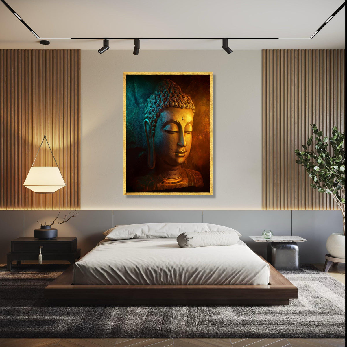Serene Buddha Face Canvas Wall Art, Tranquil Meditation Sculpture Print, Spiritual Home Decor, Zen Buddhist Wall Gift Art, Home Decor, Print