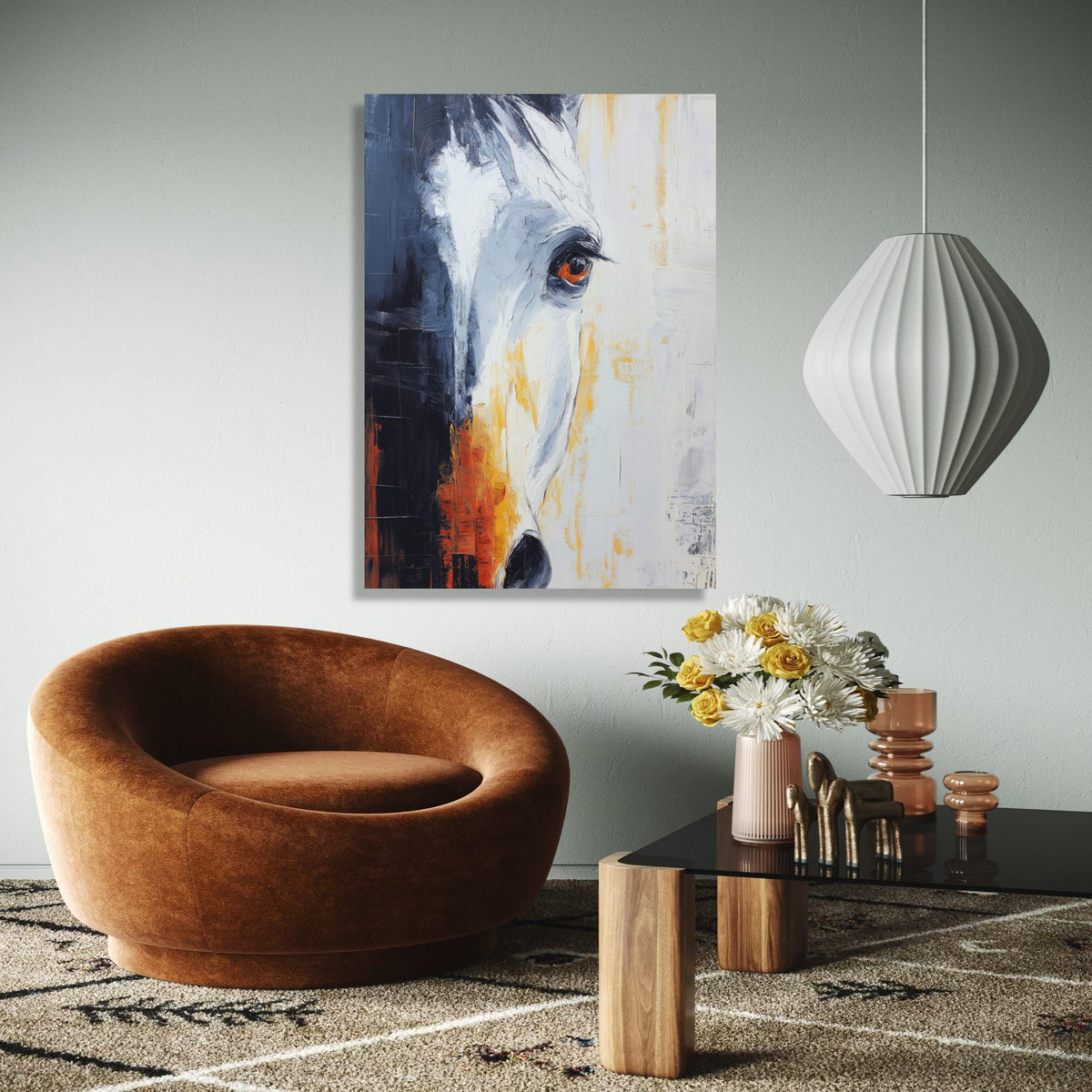 Abstract Horse Portrait Canvas Wall Art, Modern Equestrian Painting, Animal Artwork, Rustic Home Decoration, Gift Art, Home Decor, Print