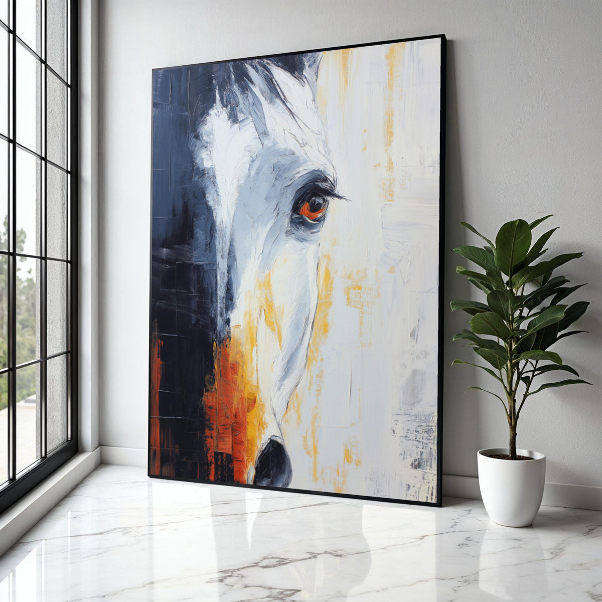 Abstract Horse Portrait Canvas Wall Art, Modern Equestrian Painting, Animal Artwork, Rustic Home Decoration, Gift Art, Home Decor, Print