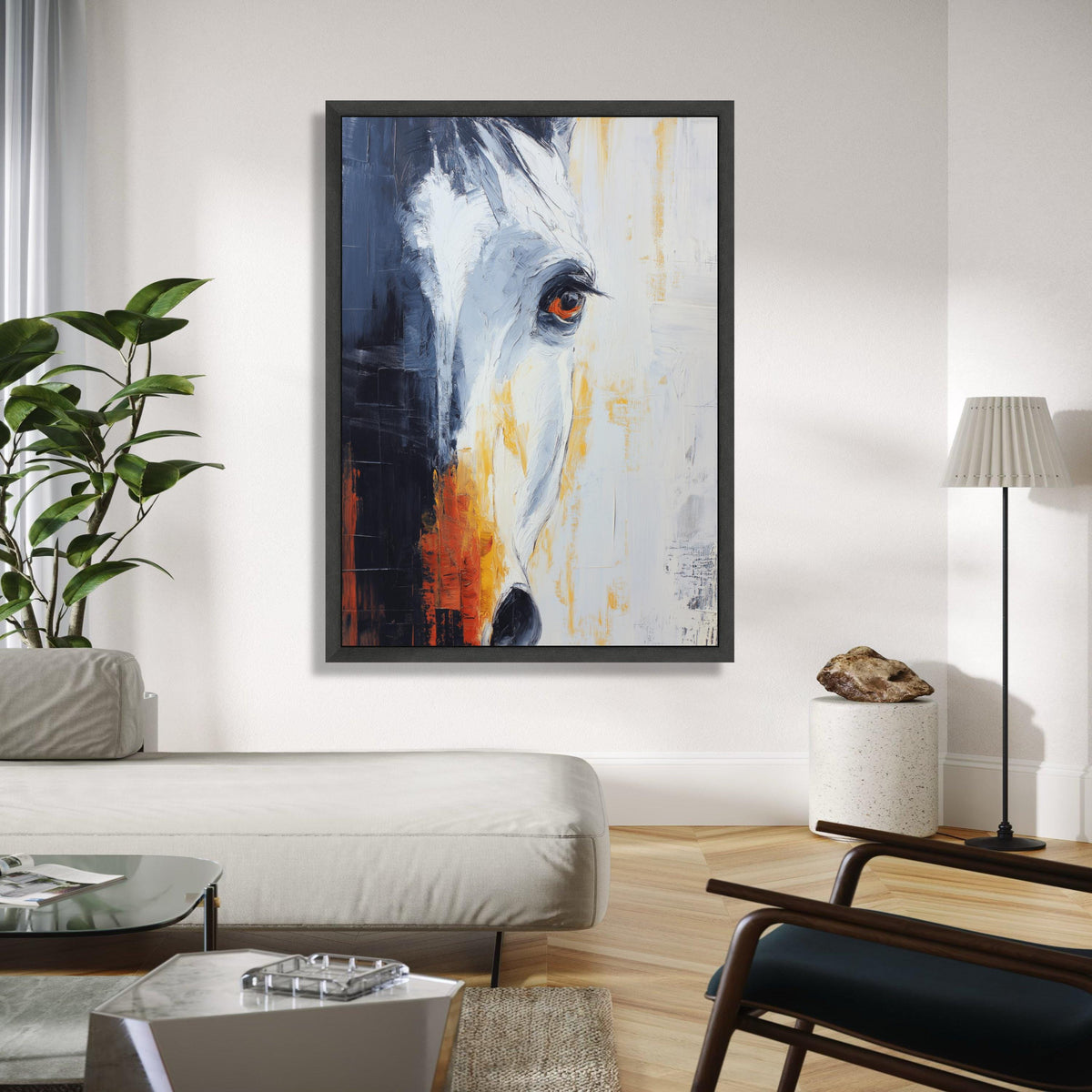 Abstract Horse Portrait Canvas Wall Art, Modern Equestrian Painting, Animal Artwork, Rustic Home Decoration, Gift Art, Home Decor, Print