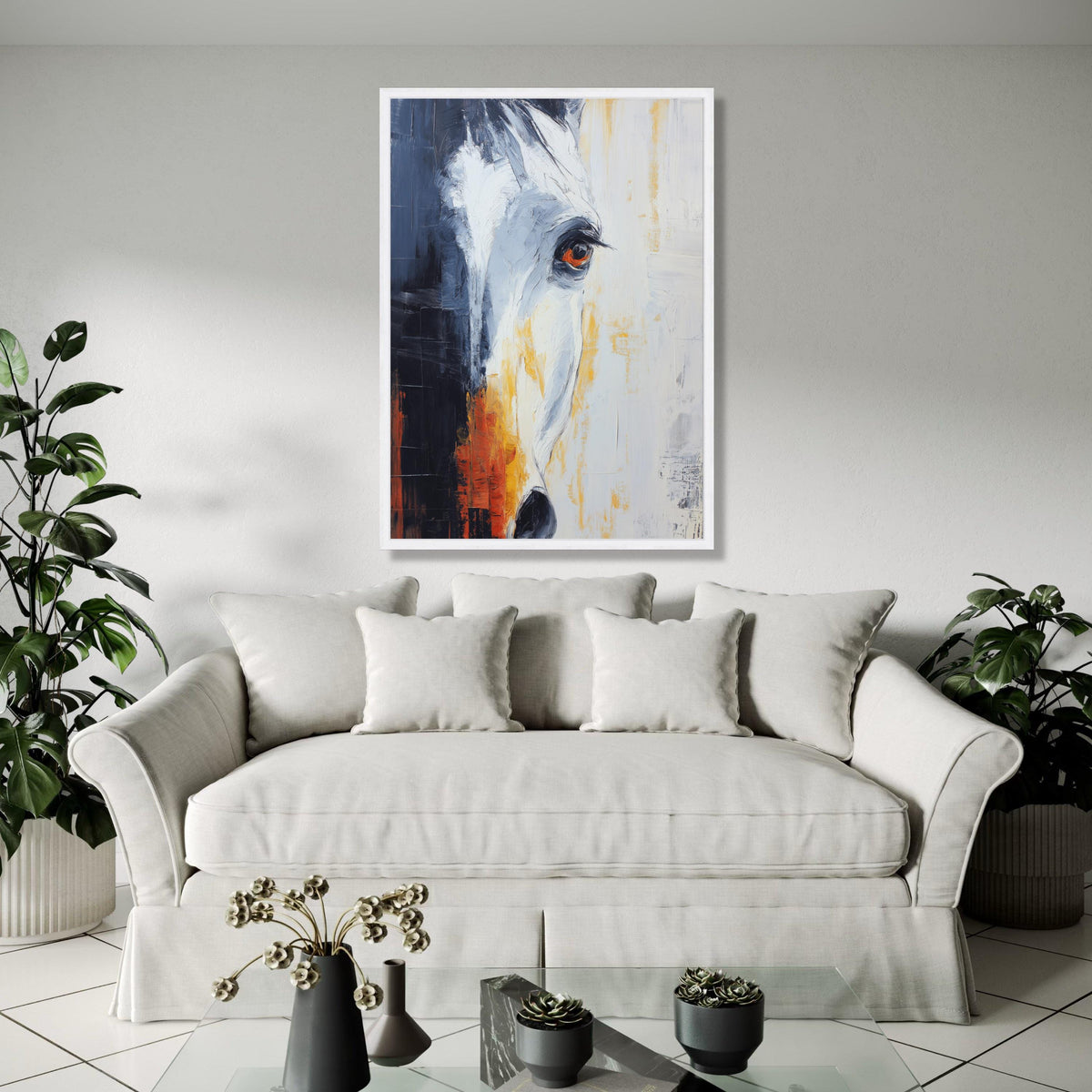 Abstract Horse Portrait Canvas Wall Art, Modern Equestrian Painting, Animal Artwork, Rustic Home Decoration, Gift Art, Home Decor, Print