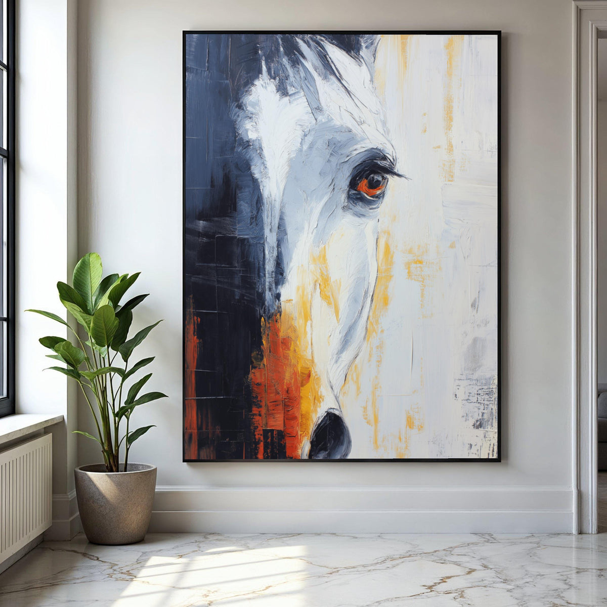 Abstract Horse Portrait Canvas Wall Art, Modern Equestrian Painting, Animal Artwork, Rustic Home Decoration, Gift Art, Home Decor, Print