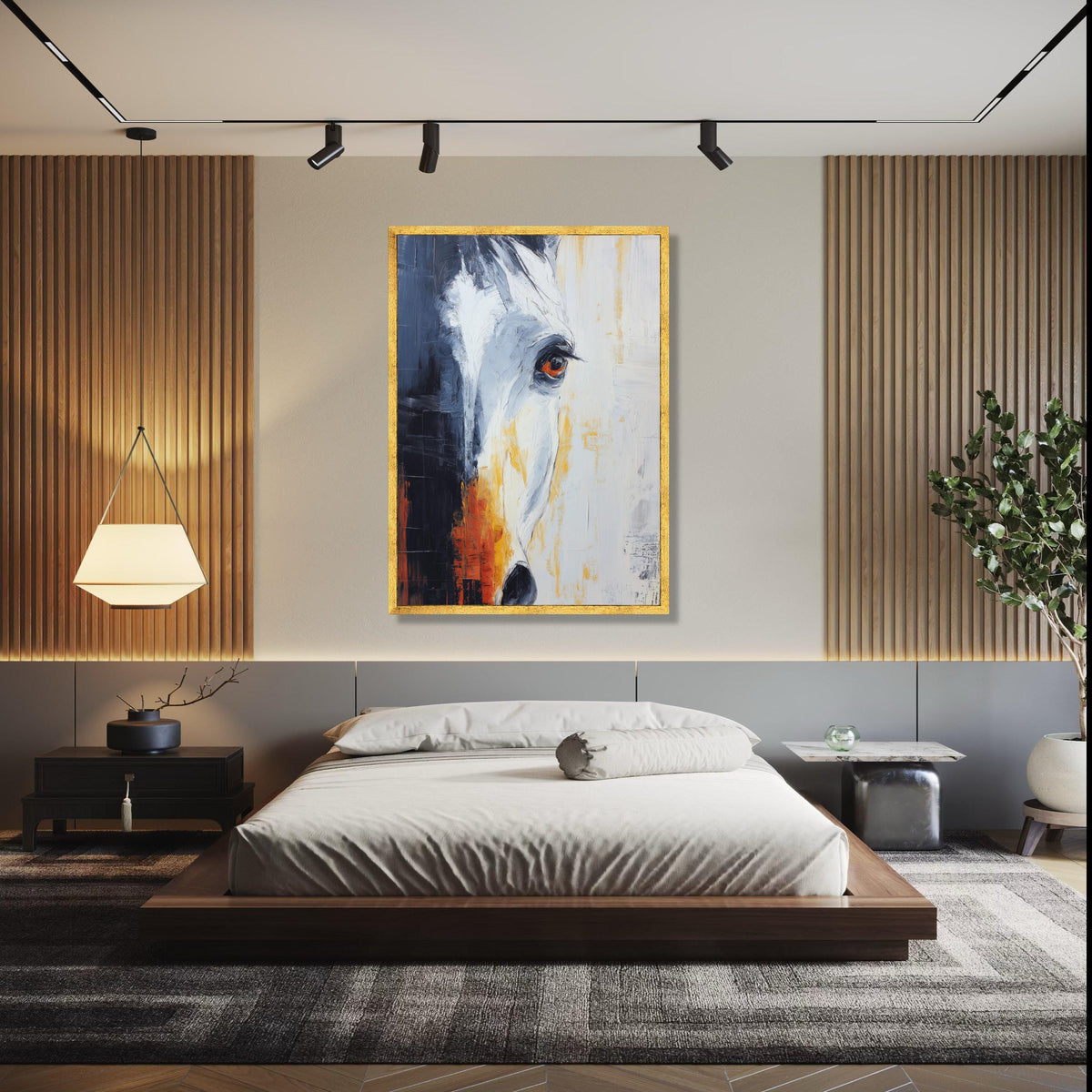 Abstract Horse Portrait Canvas Wall Art, Modern Equestrian Painting, Animal Artwork, Rustic Home Decoration, Gift Art, Home Decor, Print