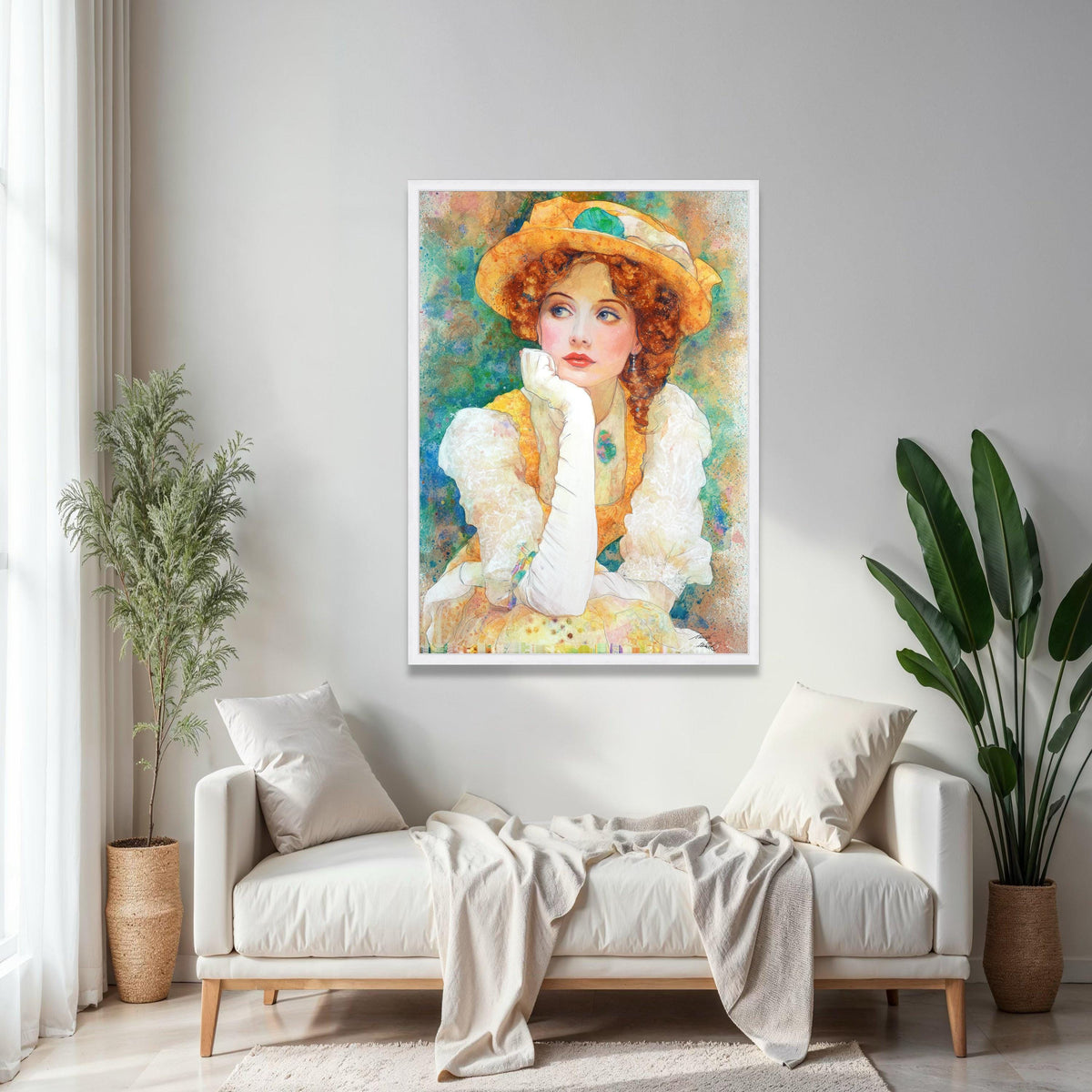 Vintage Elegant Woman Canvas, Victorian Lady Portrait Art, Retro Fashion Wall Art, Classic Beauty Painting, Gift Art, Home Decor, Print