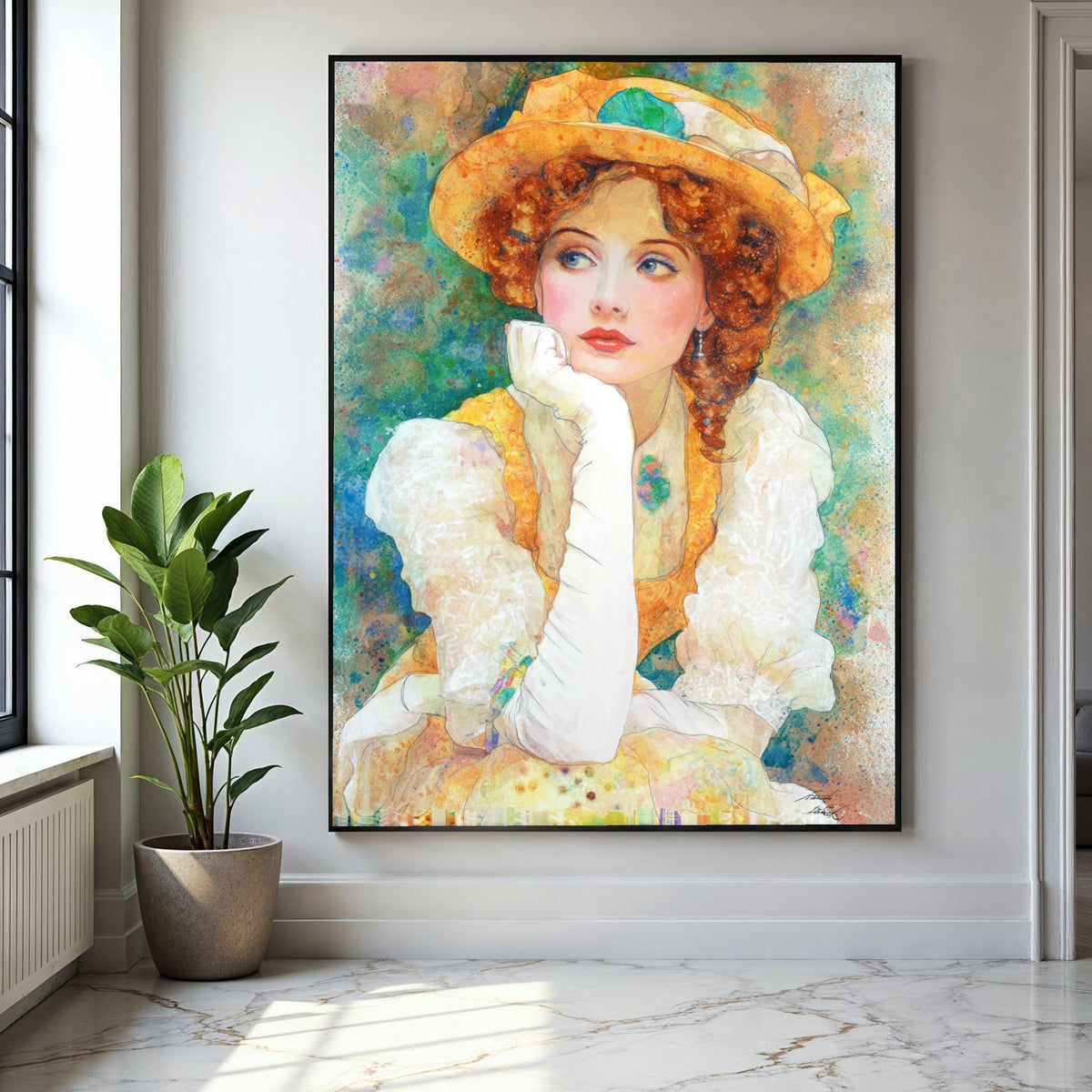 Vintage Elegant Woman Canvas, Victorian Lady Portrait Art, Retro Fashion Wall Art, Classic Beauty Painting, Gift Art, Home Decor, Print