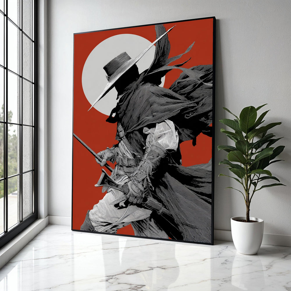 Mysterious Shadowed Gunslinger, Western Cowboy Canvas, Vintage Wild West Art, Dramatic Silhouette Wall Decor, Gift Art, Home Decor, Print