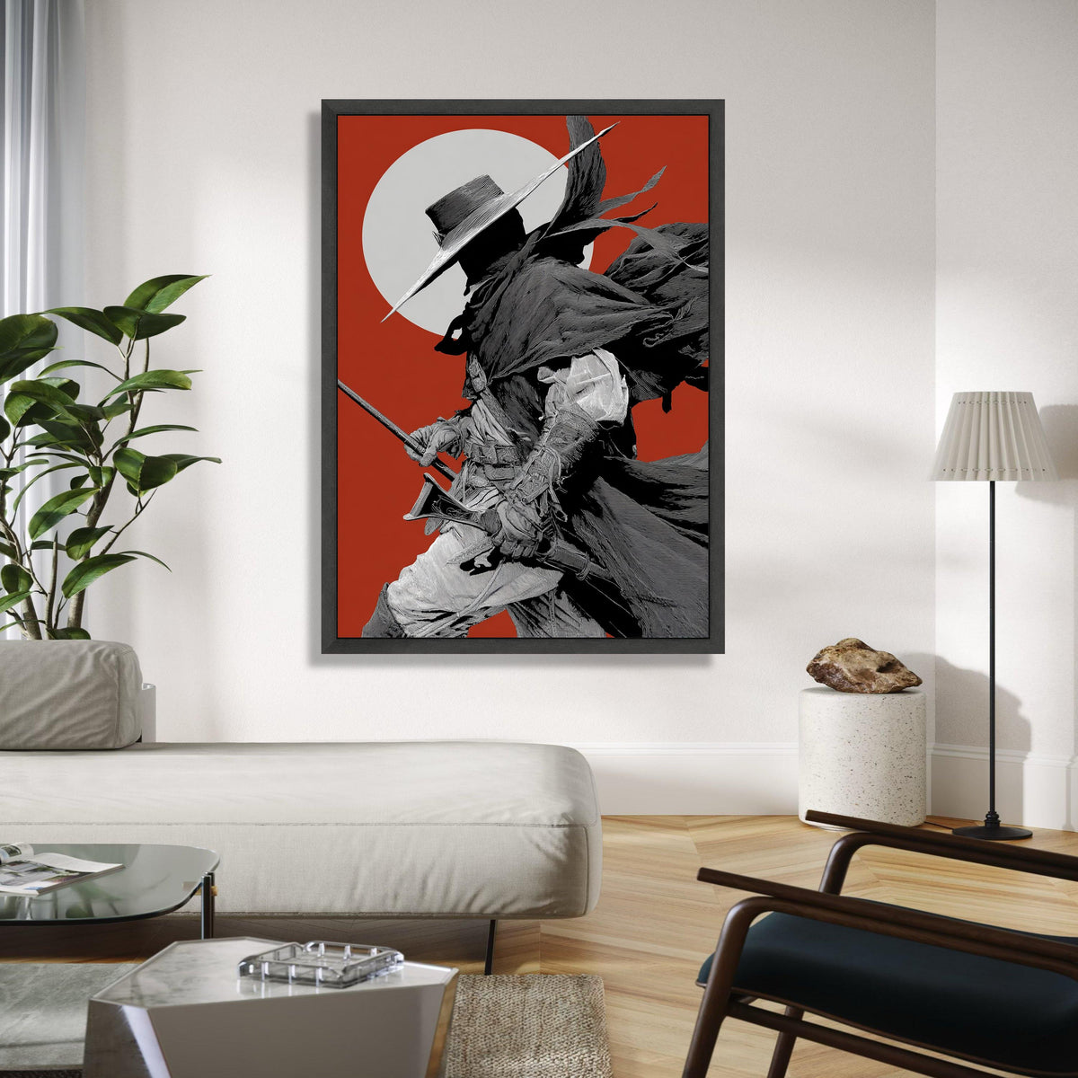 Mysterious Shadowed Gunslinger, Western Cowboy Canvas, Vintage Wild West Art, Dramatic Silhouette Wall Decor, Gift Art, Home Decor, Print