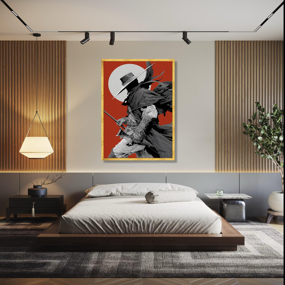 Mysterious Shadowed Gunslinger, Western Cowboy Canvas, Vintage Wild West Art, Dramatic Silhouette Wall Decor, Gift Art, Home Decor, Print