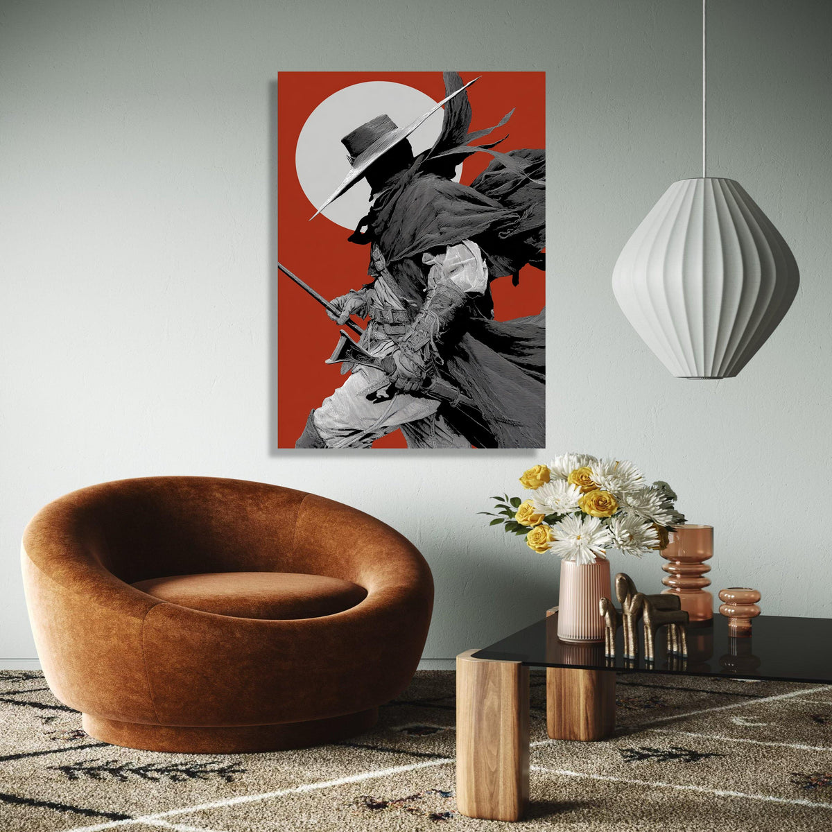 Mysterious Shadowed Gunslinger, Western Cowboy Canvas, Vintage Wild West Art, Dramatic Silhouette Wall Decor, Gift Art, Home Decor, Print