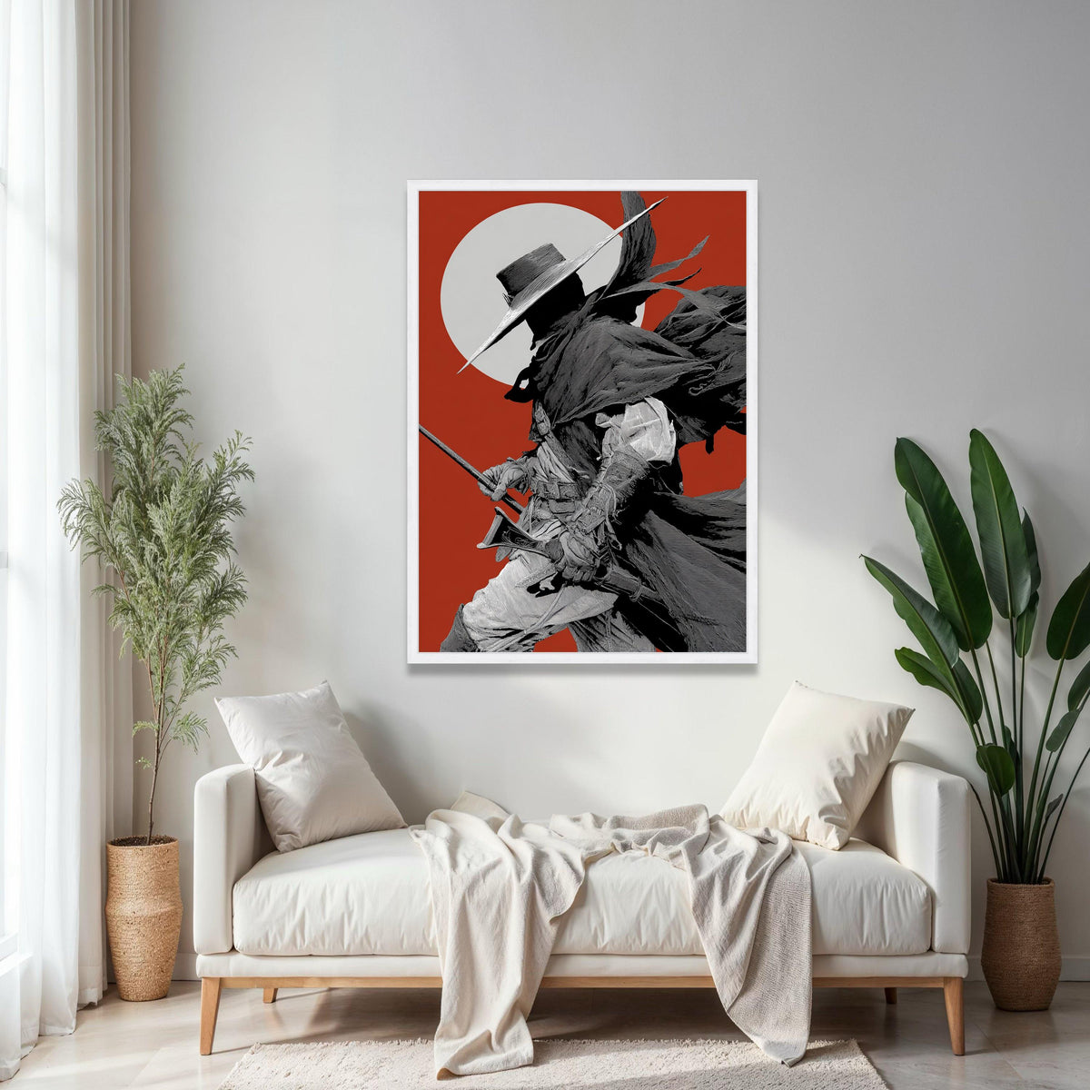 Mysterious Shadowed Gunslinger, Western Cowboy Canvas, Vintage Wild West Art, Dramatic Silhouette Wall Decor, Gift Art, Home Decor, Print