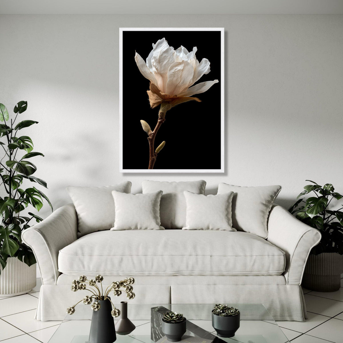 Delicate White Magnolia Bloom Canvas, Botanical Wall Art, Floral Close-Up Canvas, Nature Photography Print, Gift Art, Home Decor, Print
