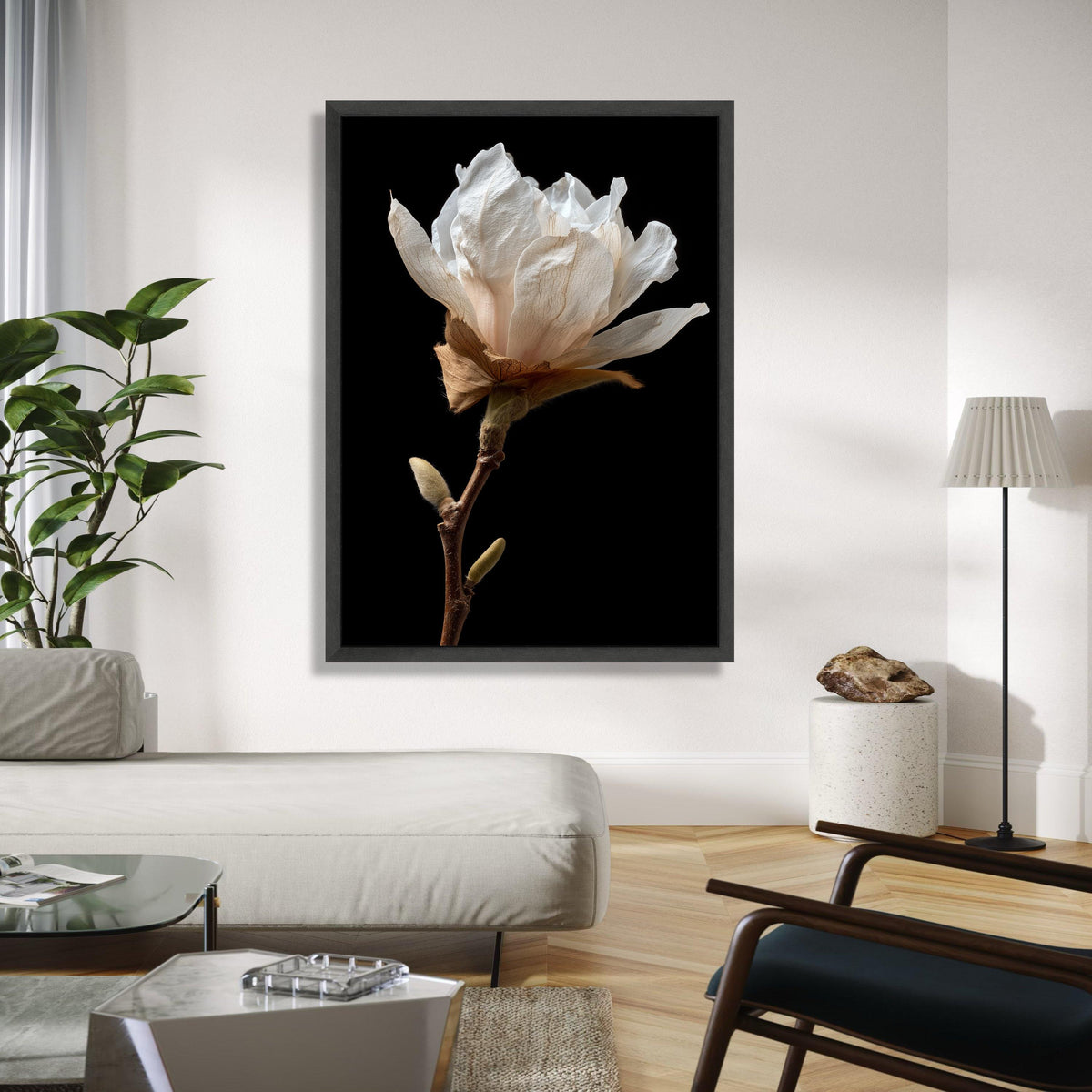 Delicate White Magnolia Bloom Canvas, Botanical Wall Art, Floral Close-Up Canvas, Nature Photography Print, Gift Art, Home Decor, Print