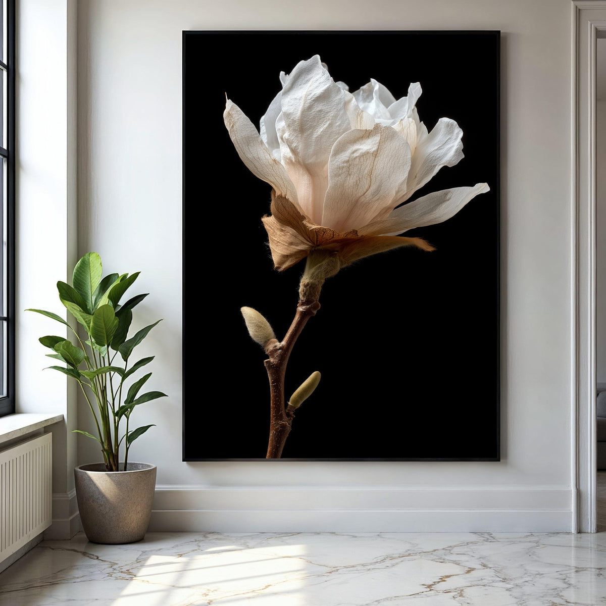 Delicate White Magnolia Bloom Canvas, Botanical Wall Art, Floral Close-Up Canvas, Nature Photography Print, Gift Art, Home Decor, Print