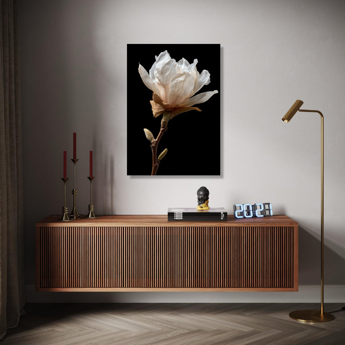 Delicate White Magnolia Bloom Canvas, Botanical Wall Art, Floral Close-Up Canvas, Nature Photography Print, Gift Art, Home Decor, Print