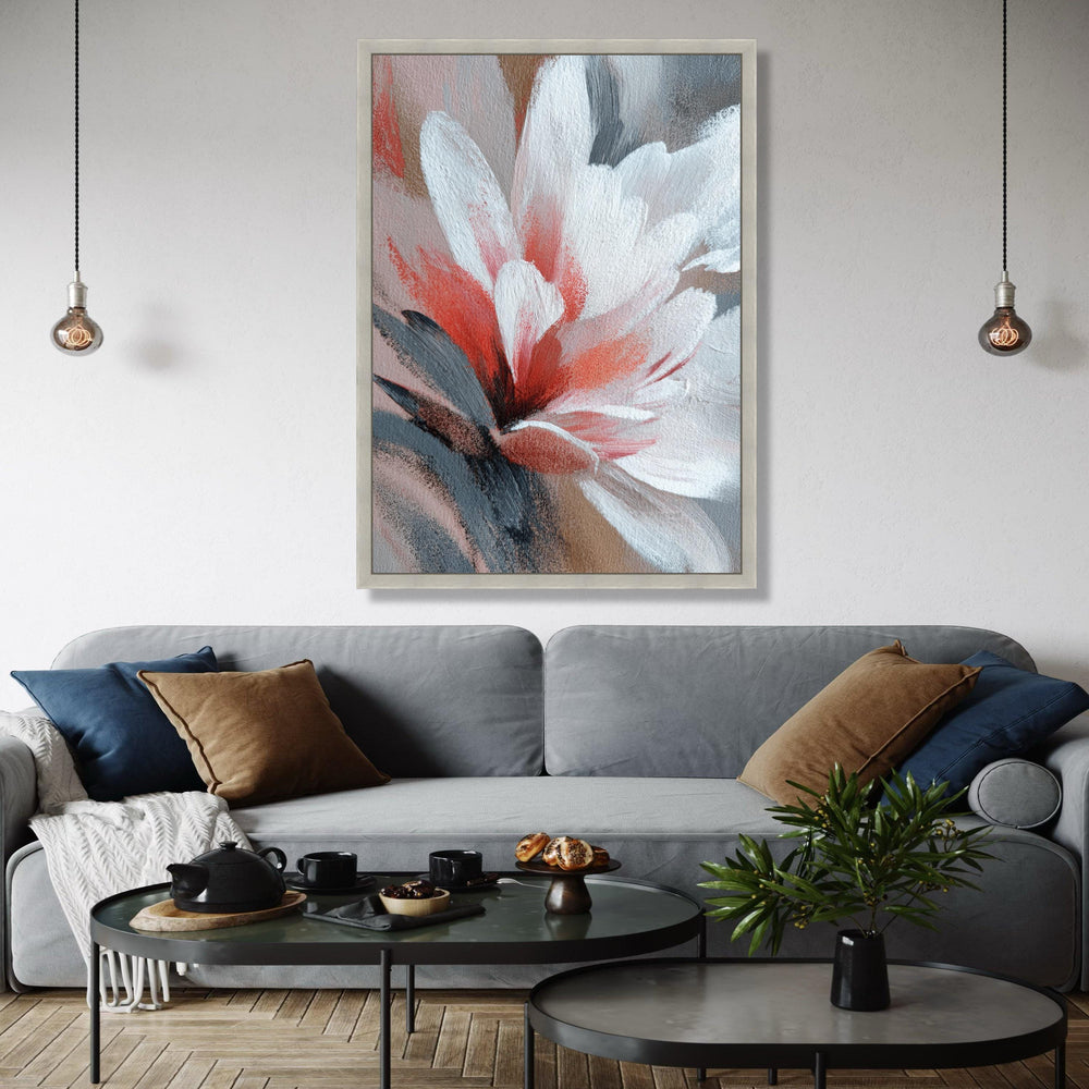 Abstract Floral Canvas Wall Art, Red and White Flower Painting, Modern Botanical Canvas, Home Decor Accent, Gift Art, Home Decor, Print