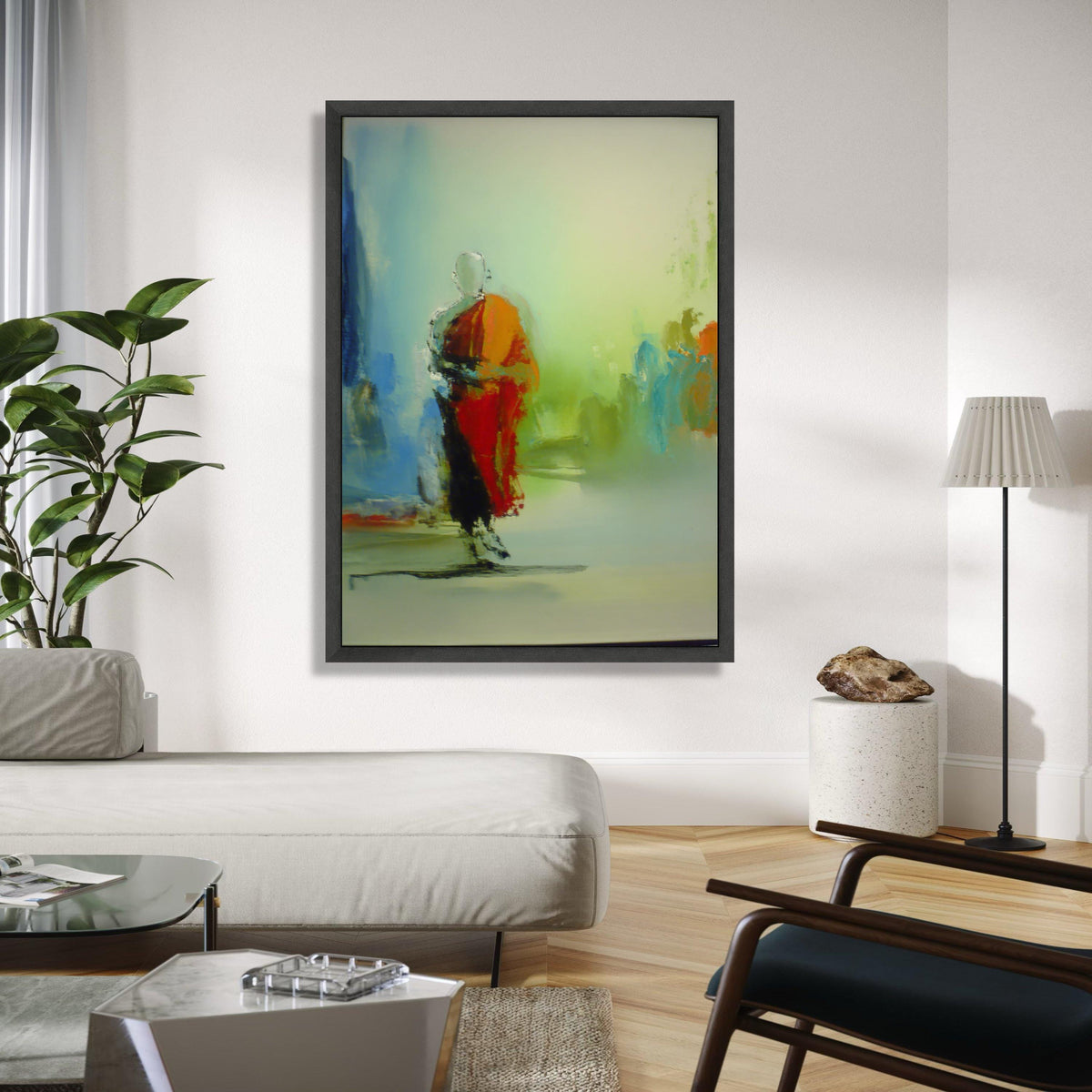 Abstract Buddha Monk Canvas, Spiritual Wall Art, Meditation Decor, Contemporary Painting, Zen Home Decoration Gift Art, Home Decor, Print