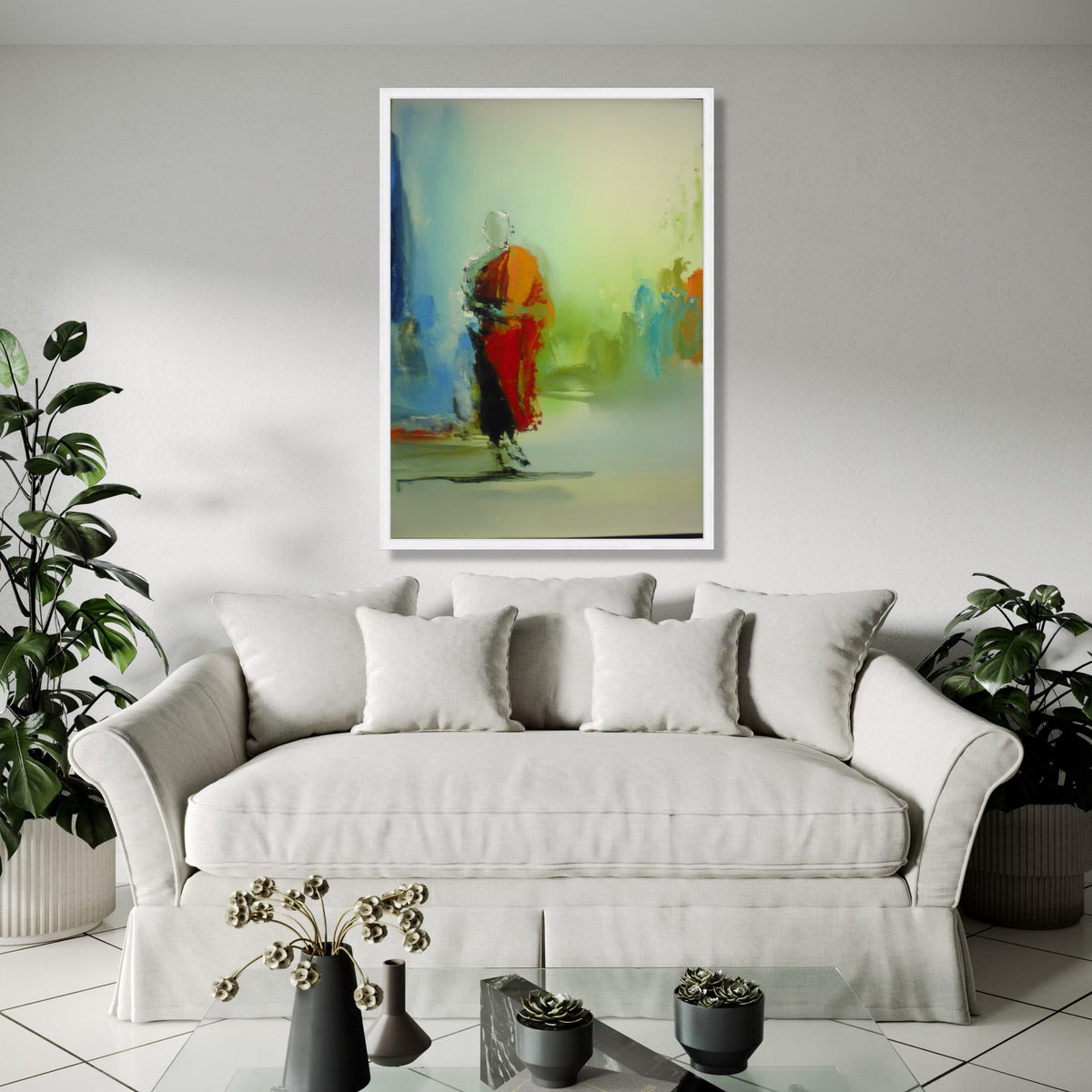 Abstract Buddha Monk Canvas, Spiritual Wall Art, Meditation Decor, Contemporary Painting, Zen Home Decoration Gift Art, Home Decor, Print